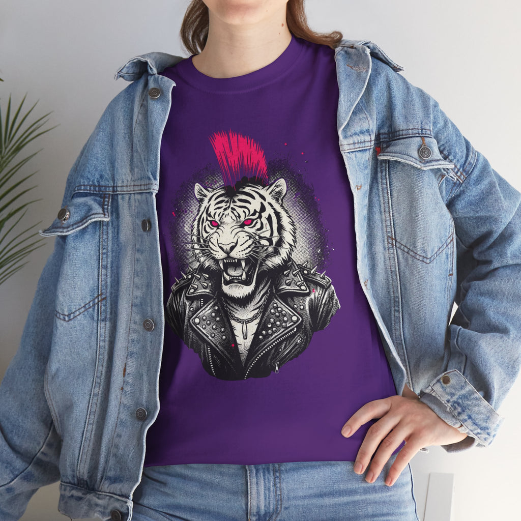 Punk Rock Tiger T-Shirt — Mohawk Tiger Graphic Tee 80's Fashion Rebel