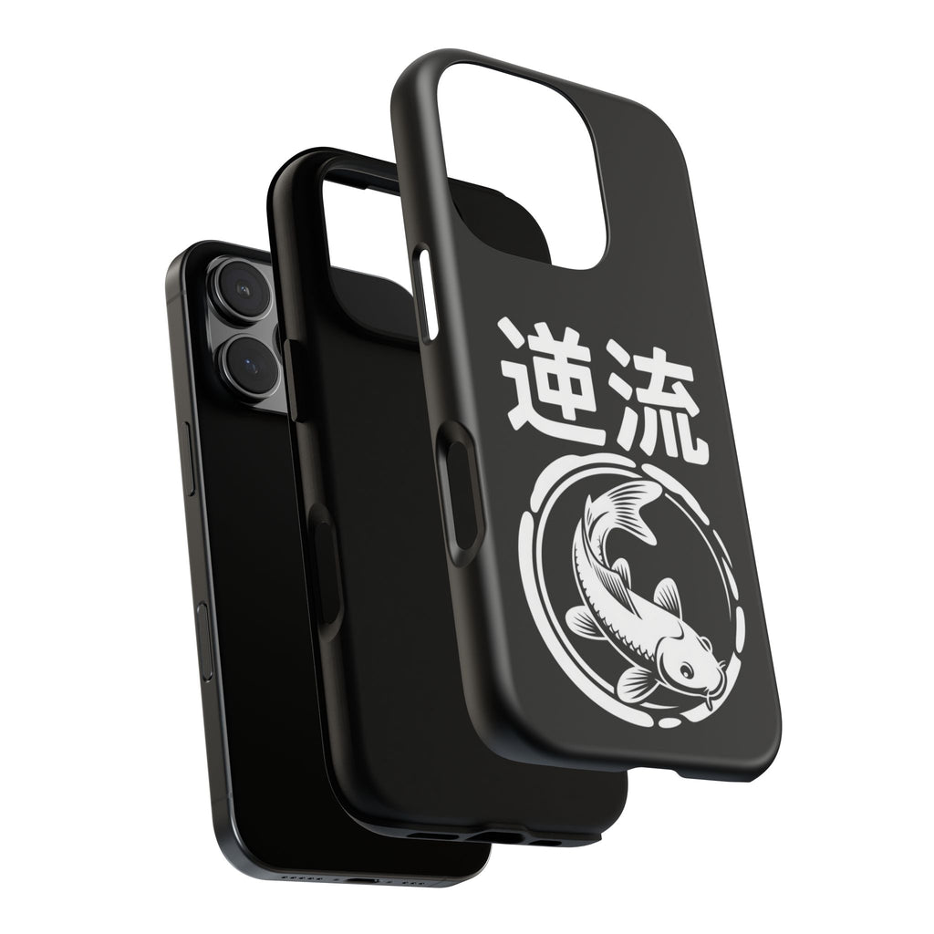 Koi '逆流' Tough Phone Case — Black Protective iPhone Cover - 80s Design
