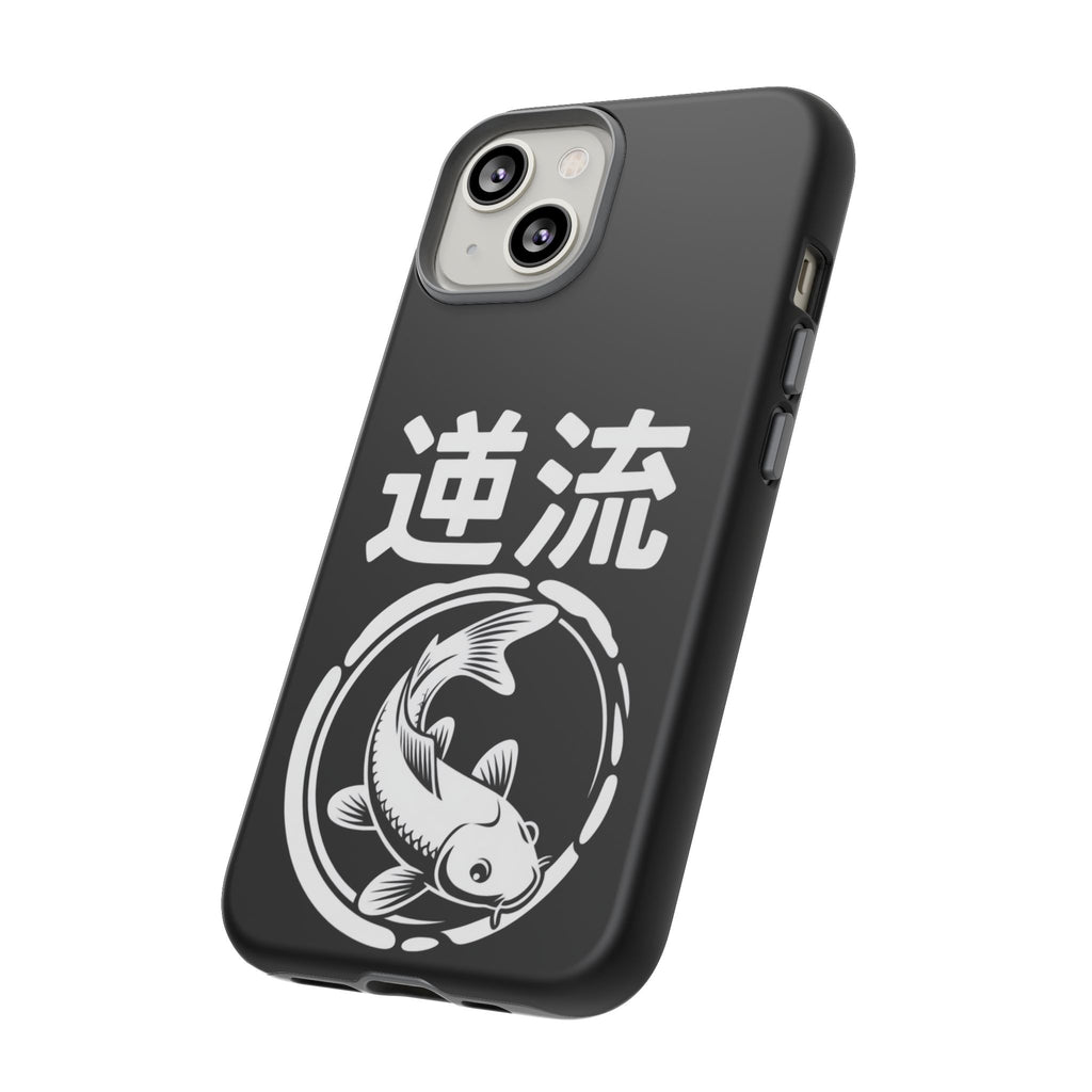 Koi '逆流' Tough Phone Case — Black Protective iPhone Cover - 80s Design
