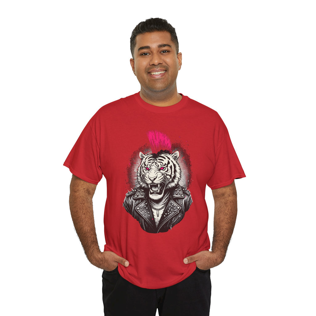 Punk Rock Tiger T-Shirt — Mohawk Tiger Graphic Tee 80's Fashion Rebel