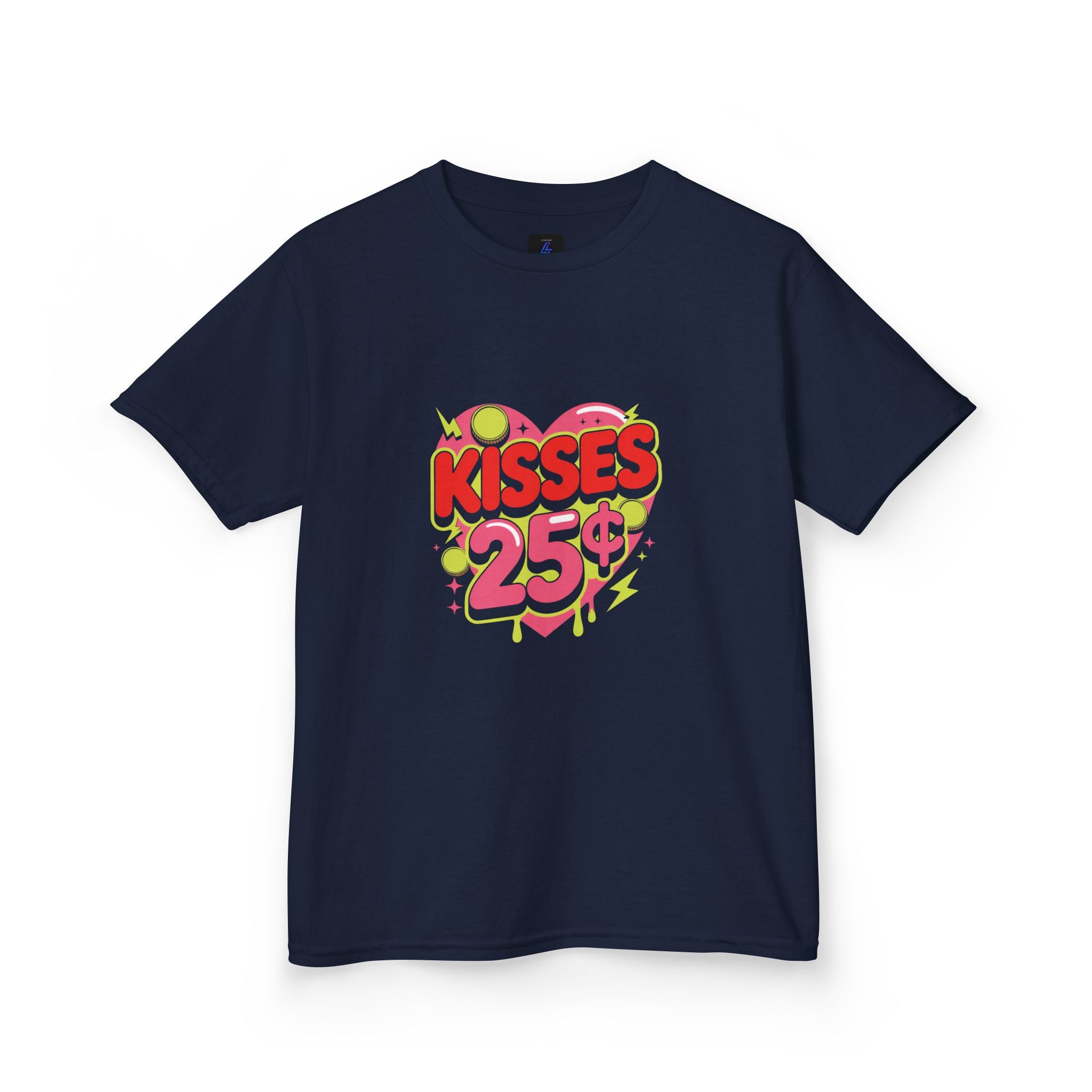 Kids T-Shirt — "Kisses 25" Retro Valentine Heart Tee 80s Retro