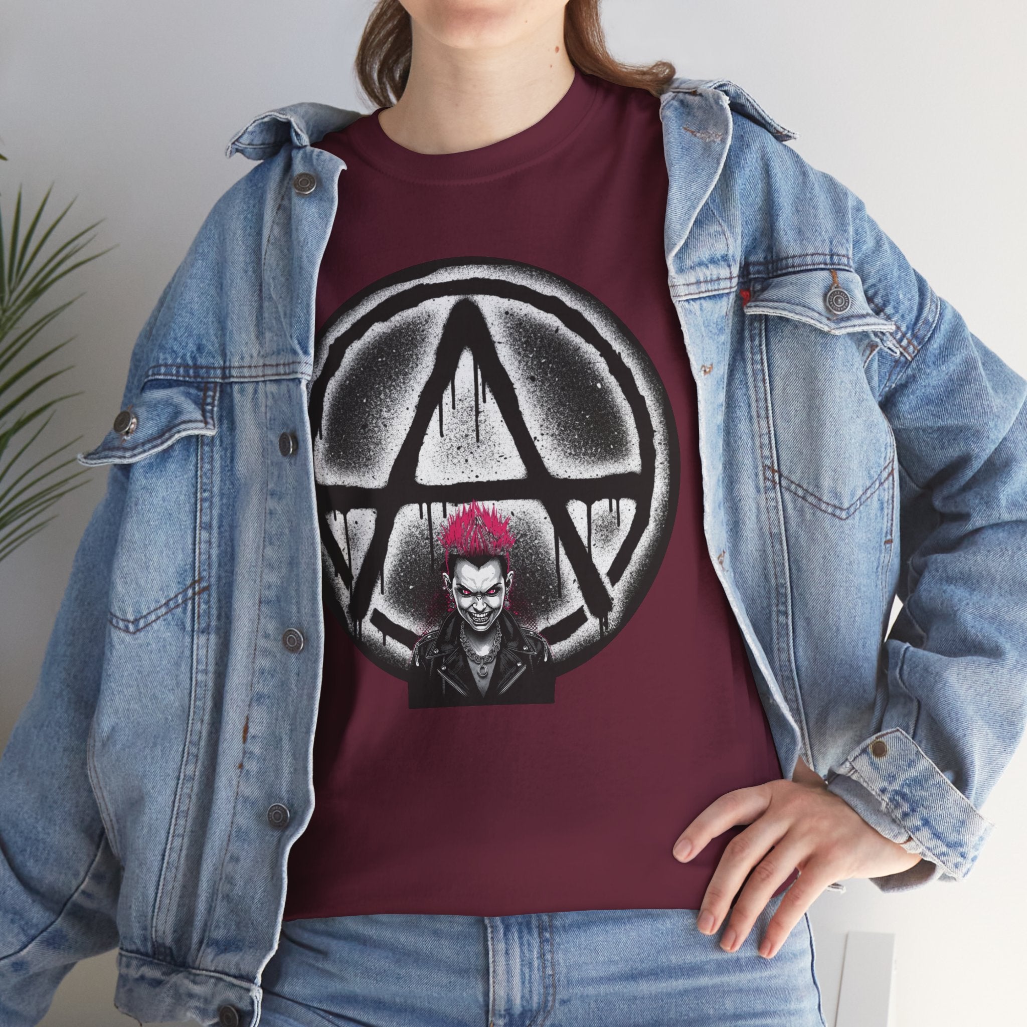 Anarchy Punk Graphic Tee — Red-Mohawk Rebel Shirt 80's Fashion