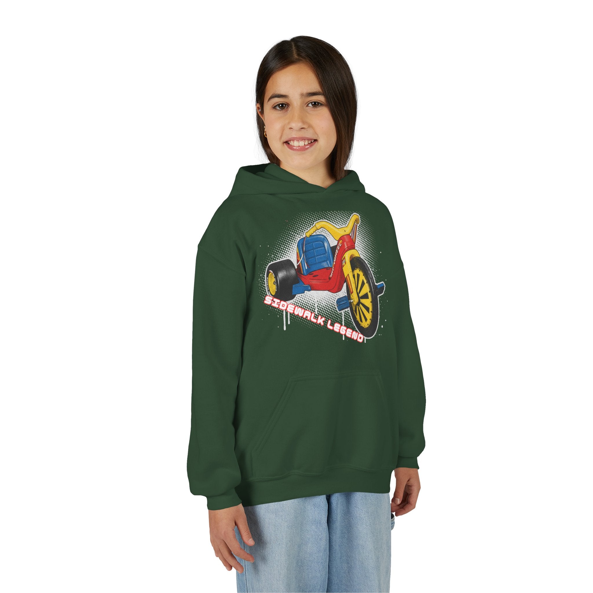Kids Tricycle Graphic Hoodie — Retro Ride Design (Youth) 80s Fashion