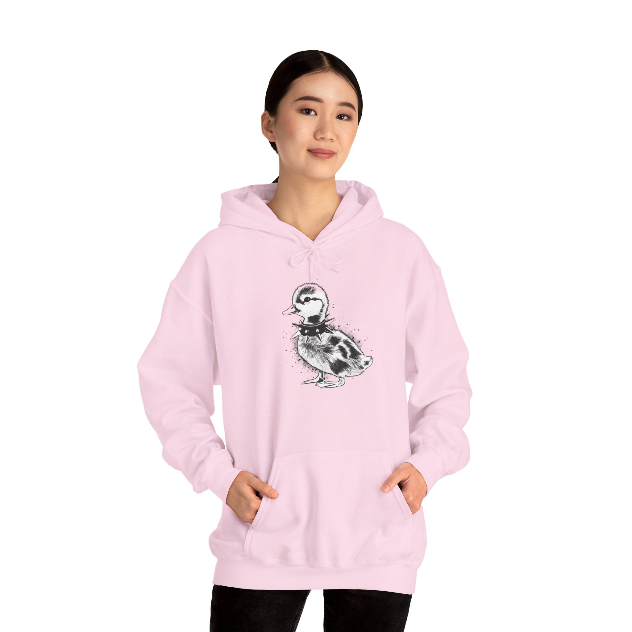 80s Punk Duckling Sketch Hoodie – Vintage Black & White Baby Duck Graphic Sweatshirt