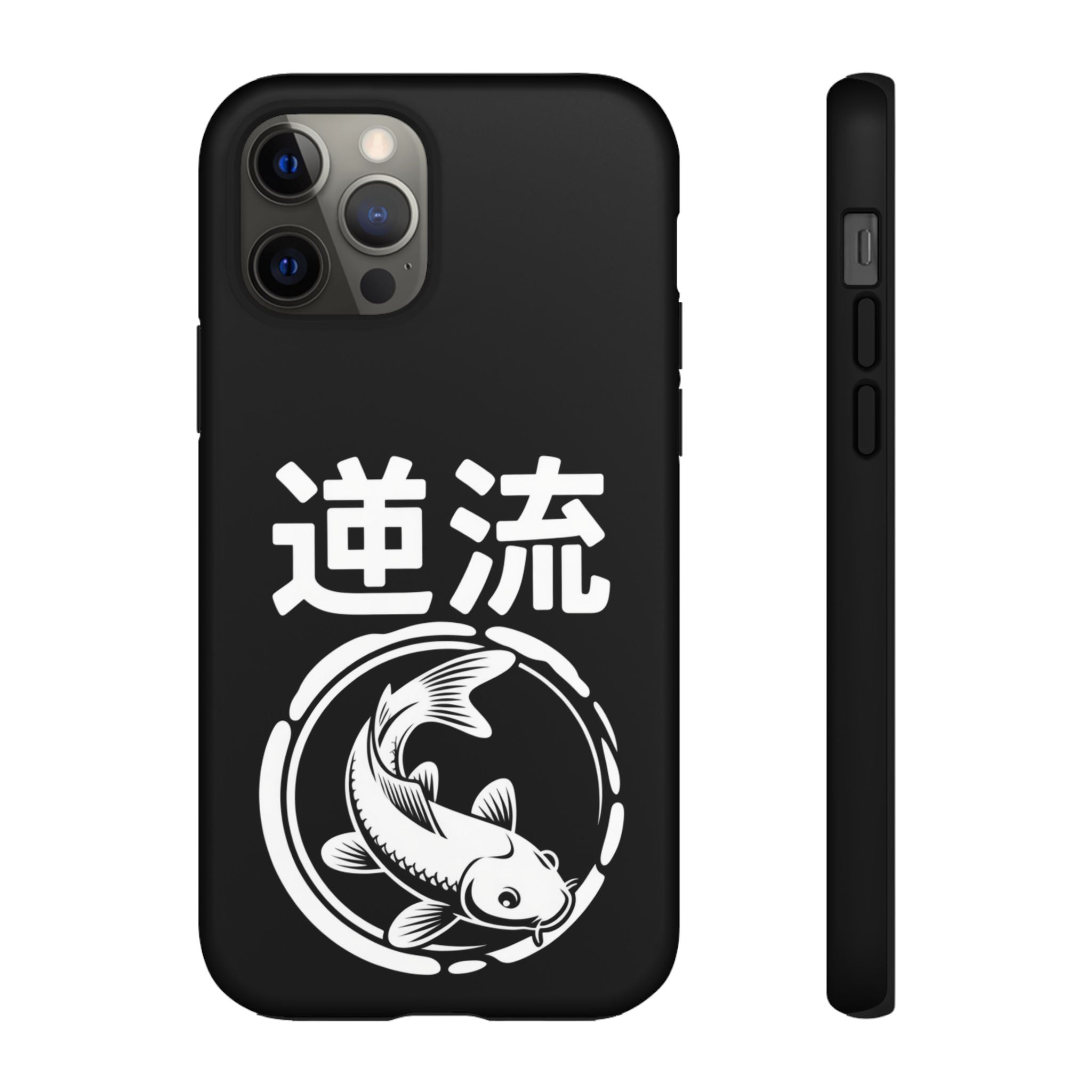 Koi '逆流' Tough Phone Case — Black Protective iPhone Cover - 80s Design