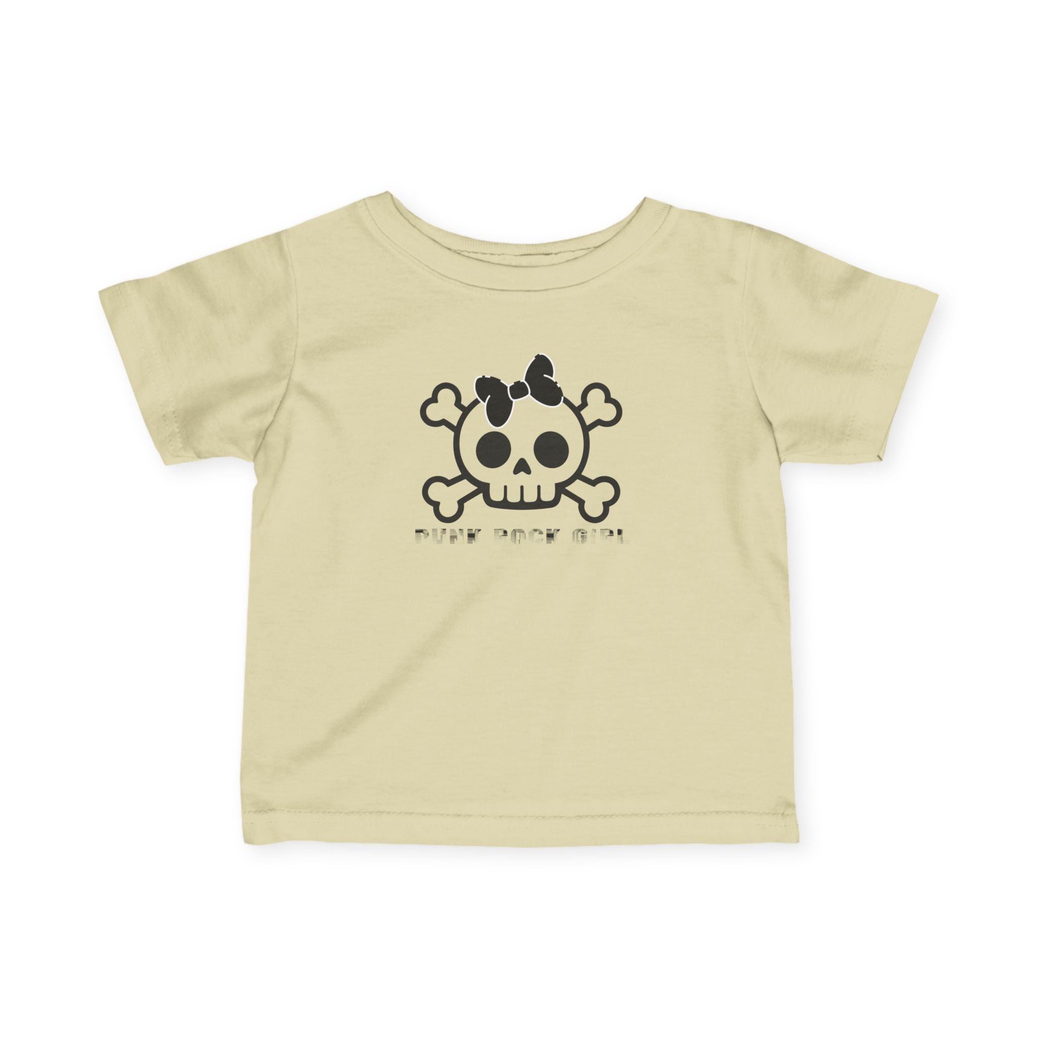 Infant Tee — Cute Skull & Crossbones Baby Shirt (Bow Accent) 80s Retro