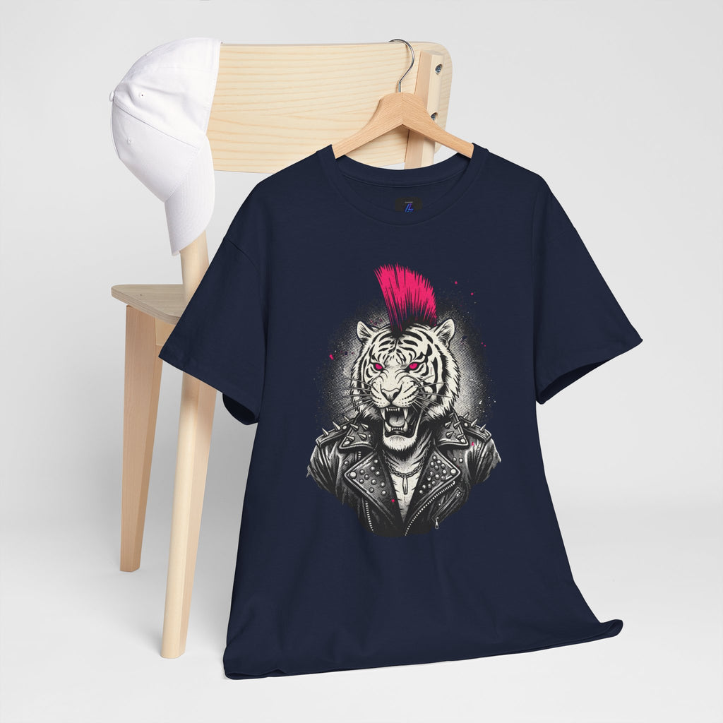 Punk Rock Tiger T-Shirt — Mohawk Tiger Graphic Tee 80's Fashion Rebel