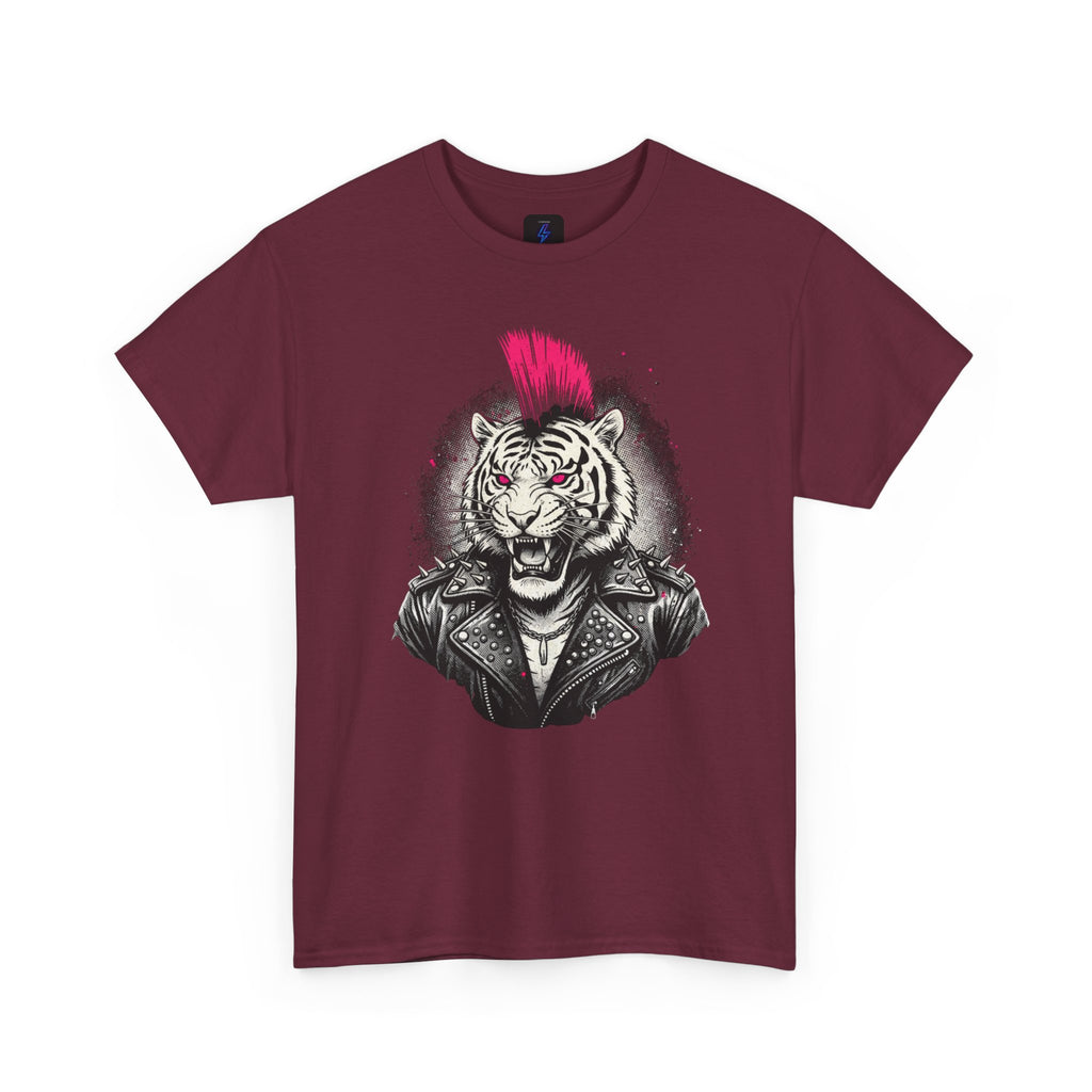 Punk Rock Tiger T-Shirt — Mohawk Tiger Graphic Tee 80's Fashion Rebel