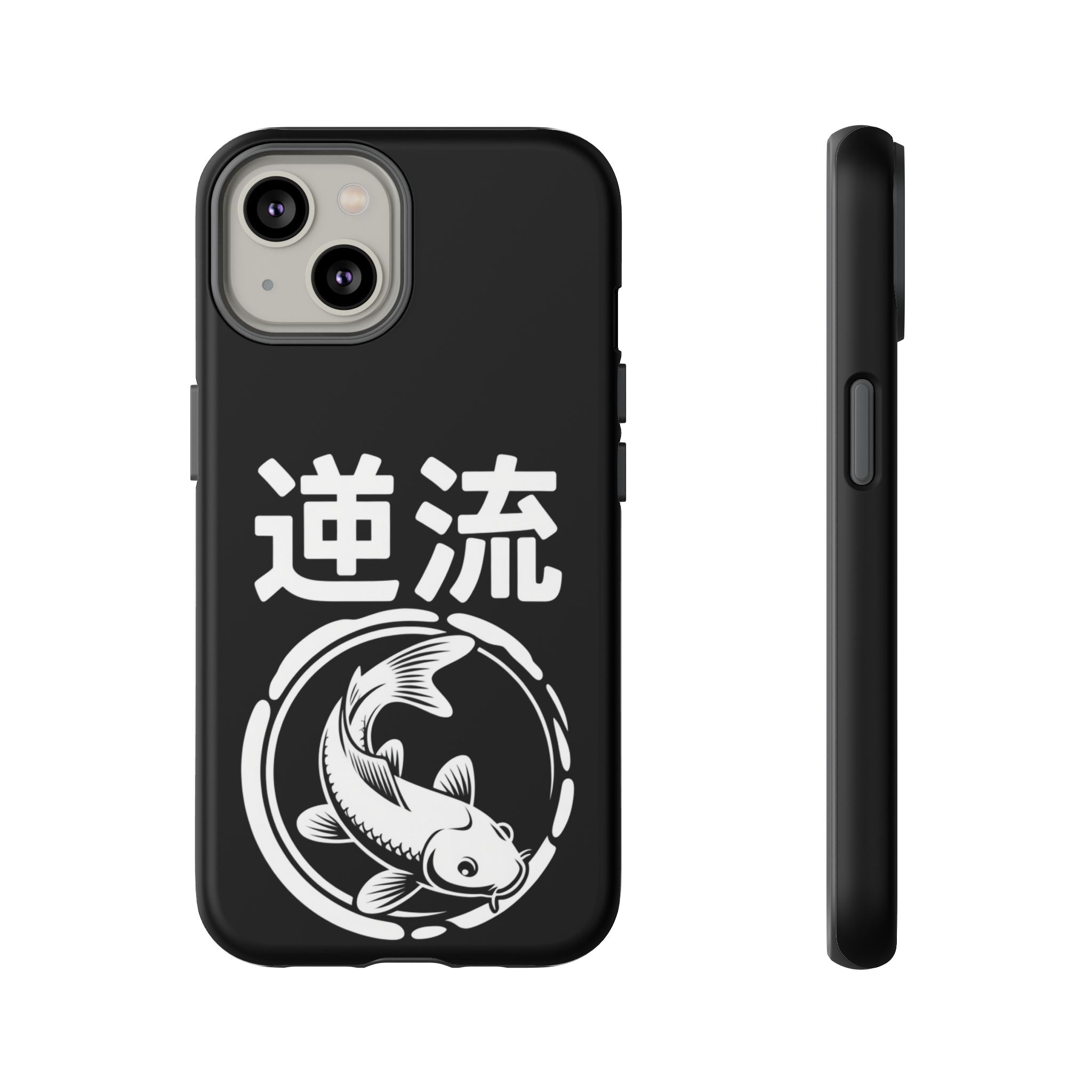 Koi '逆流' Tough Phone Case — Black Protective iPhone Cover - 80s Design