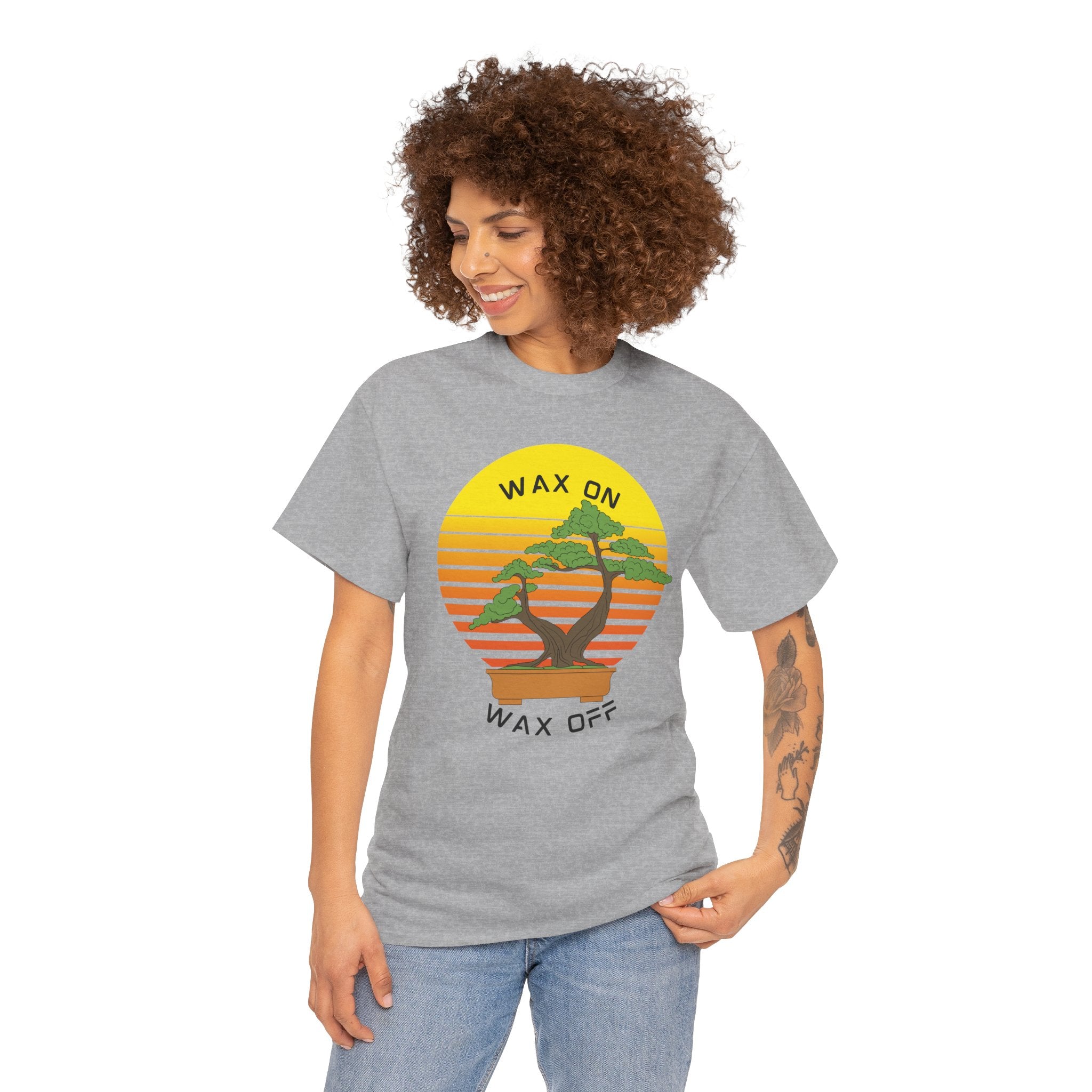 Wax On Wax Off Bonsai Tee — Retro Sunset Martial Arts T‑Shirt K-Kid Retro 80's