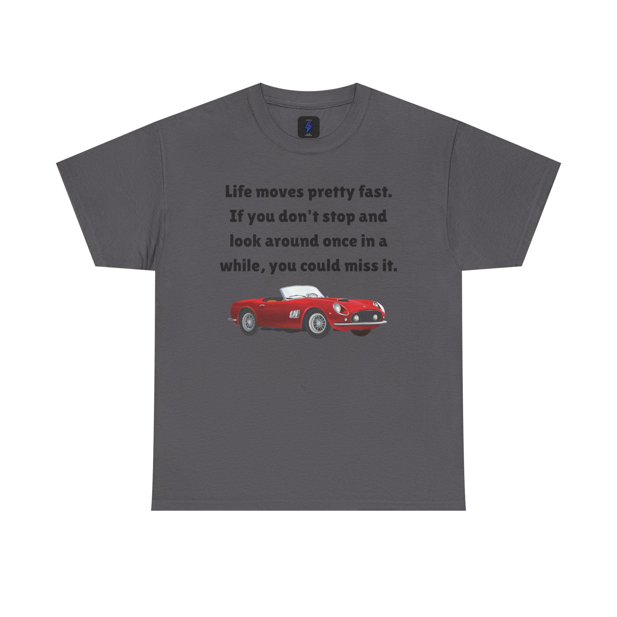 Life Moves Pretty Fast Tee — Vintage Red Sports Car Quote T-Shirt 80's Retro Fashion