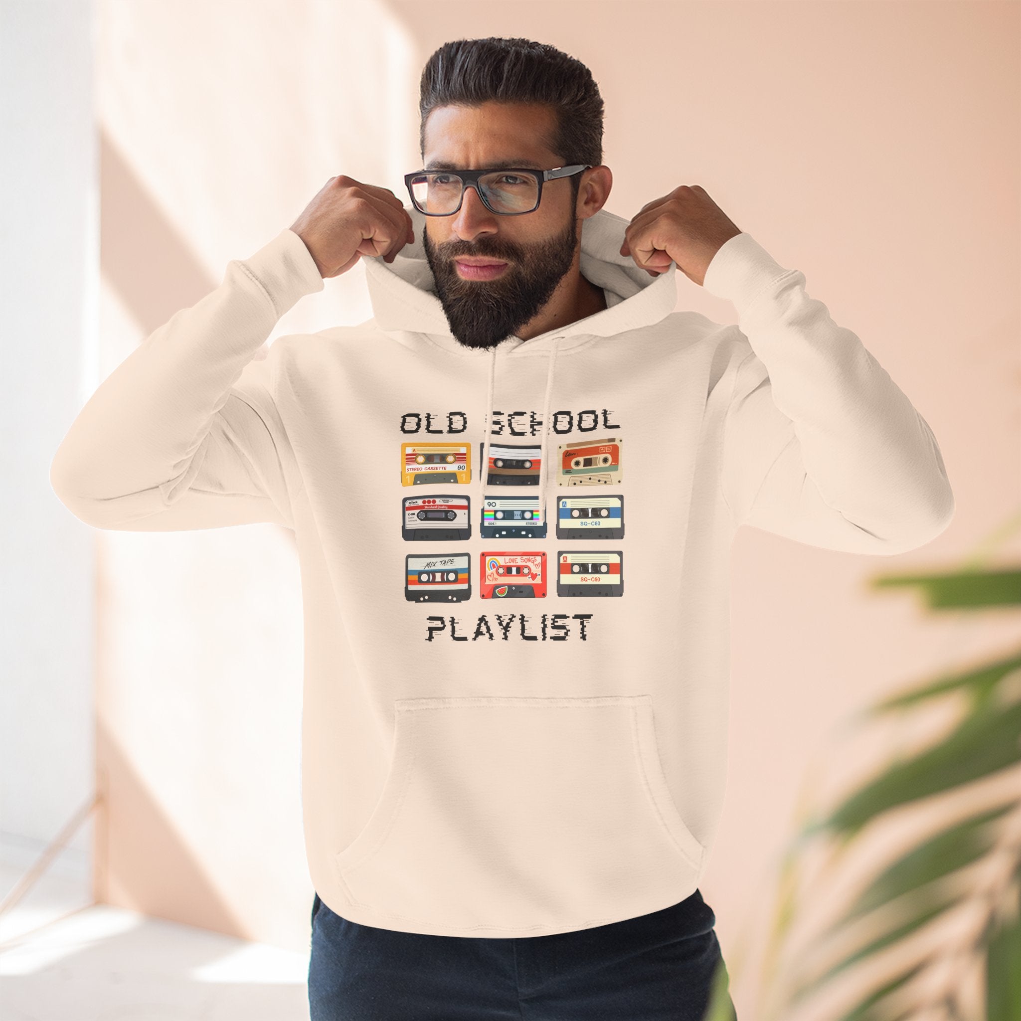 Old School Playlist Hoodie — Retro 80s Cassette Tape Graphic Pullover
