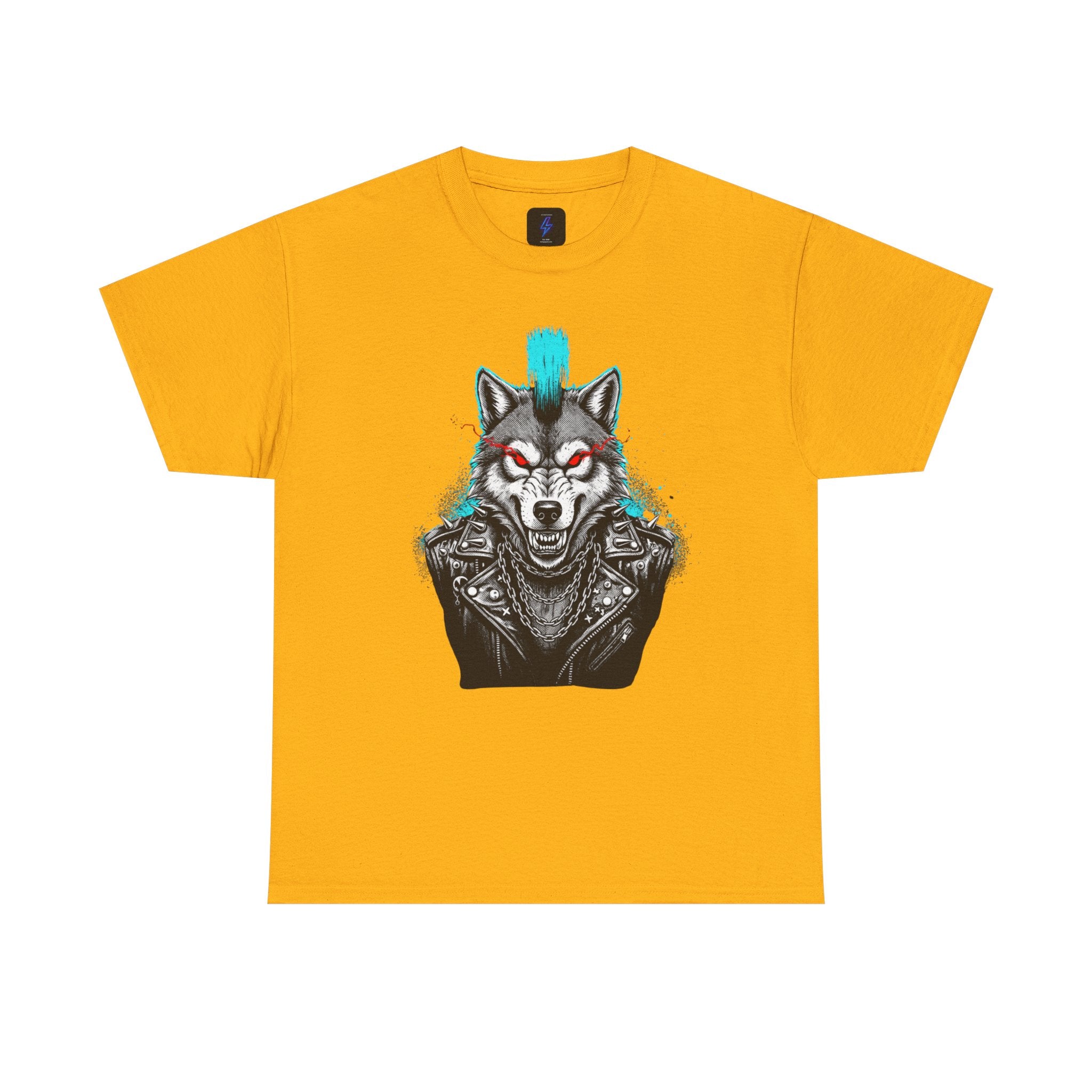 Wolf Punk Graphic Tee — Fierce Tribal Wolf Illustration T-Shirt 80's Rebel Fashion