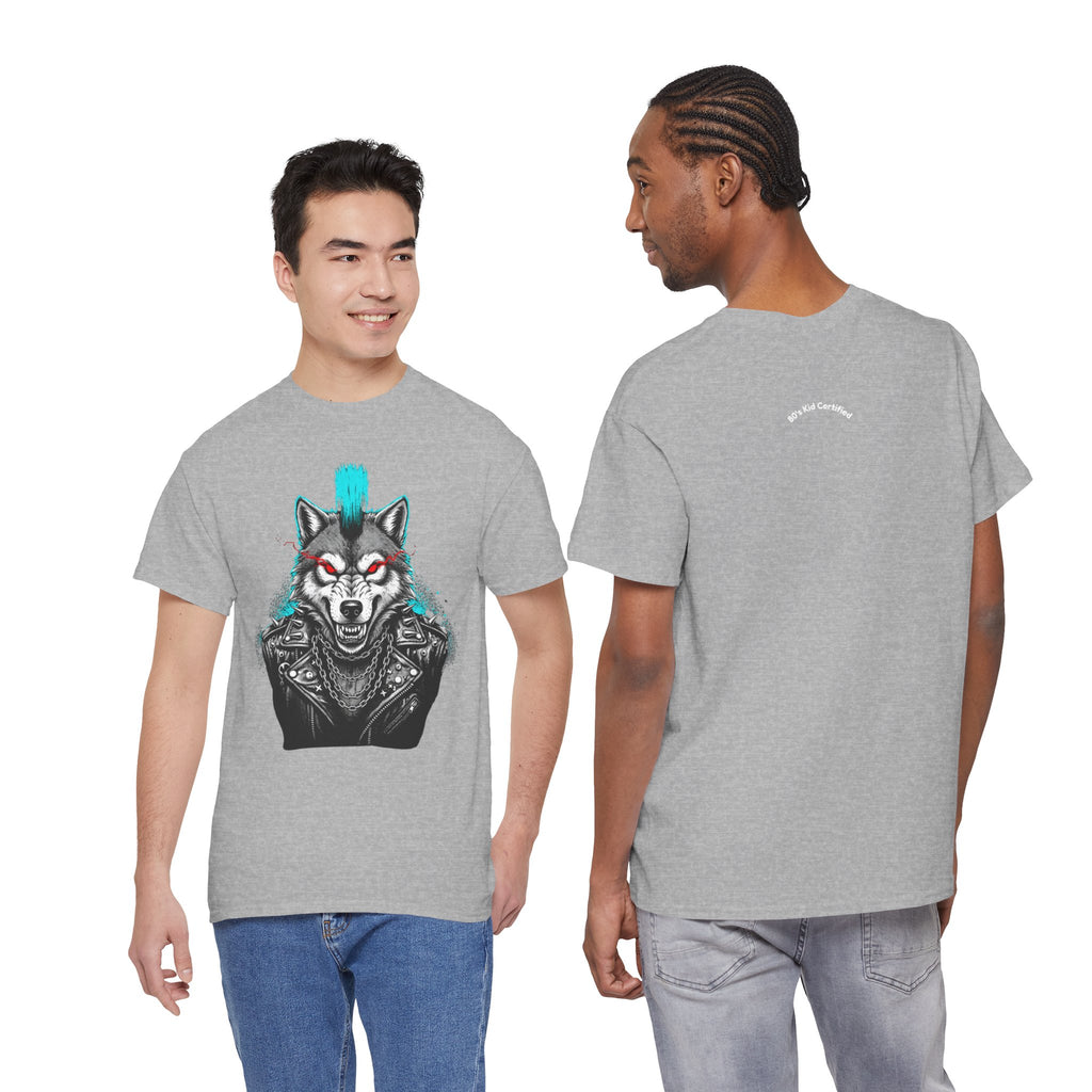 Wolf Punk Graphic Tee — Fierce Tribal Wolf Illustration T-Shirt 80's Rebel Fashion