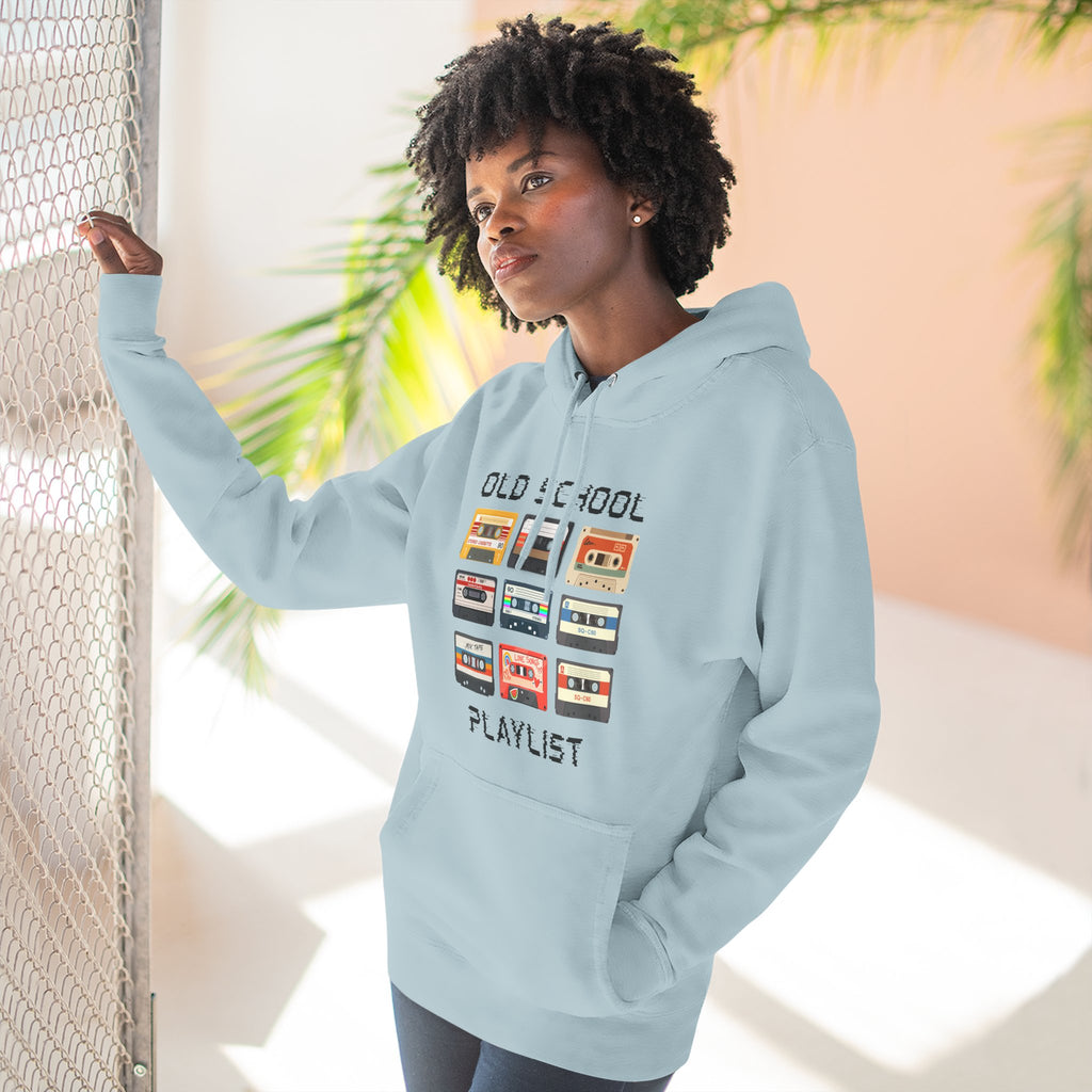 Old School Playlist Hoodie — Retro 80s Cassette Tape Graphic Pullover