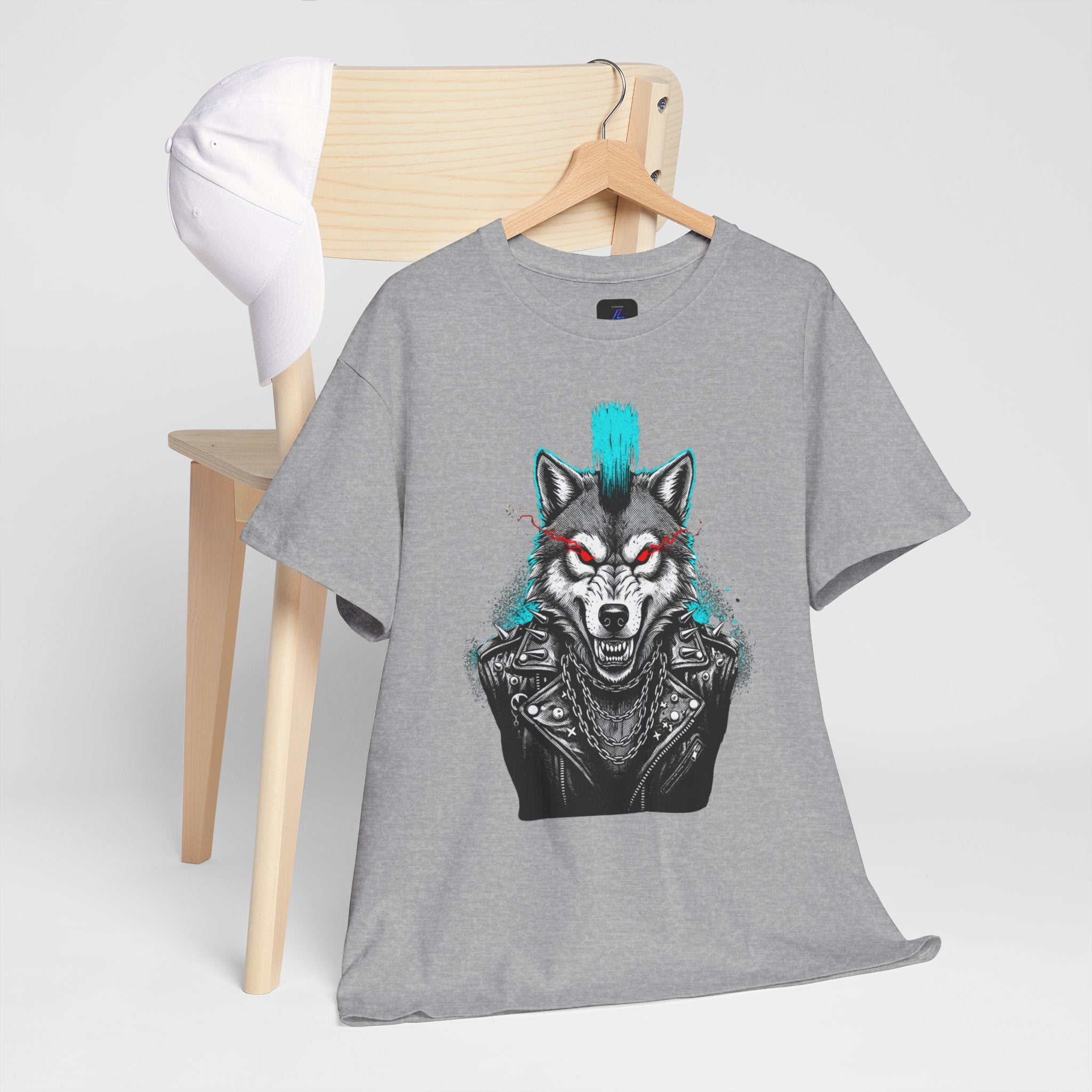 Wolf Punk Graphic Tee — Fierce Tribal Wolf Illustration T-Shirt 80's Rebel Fashion