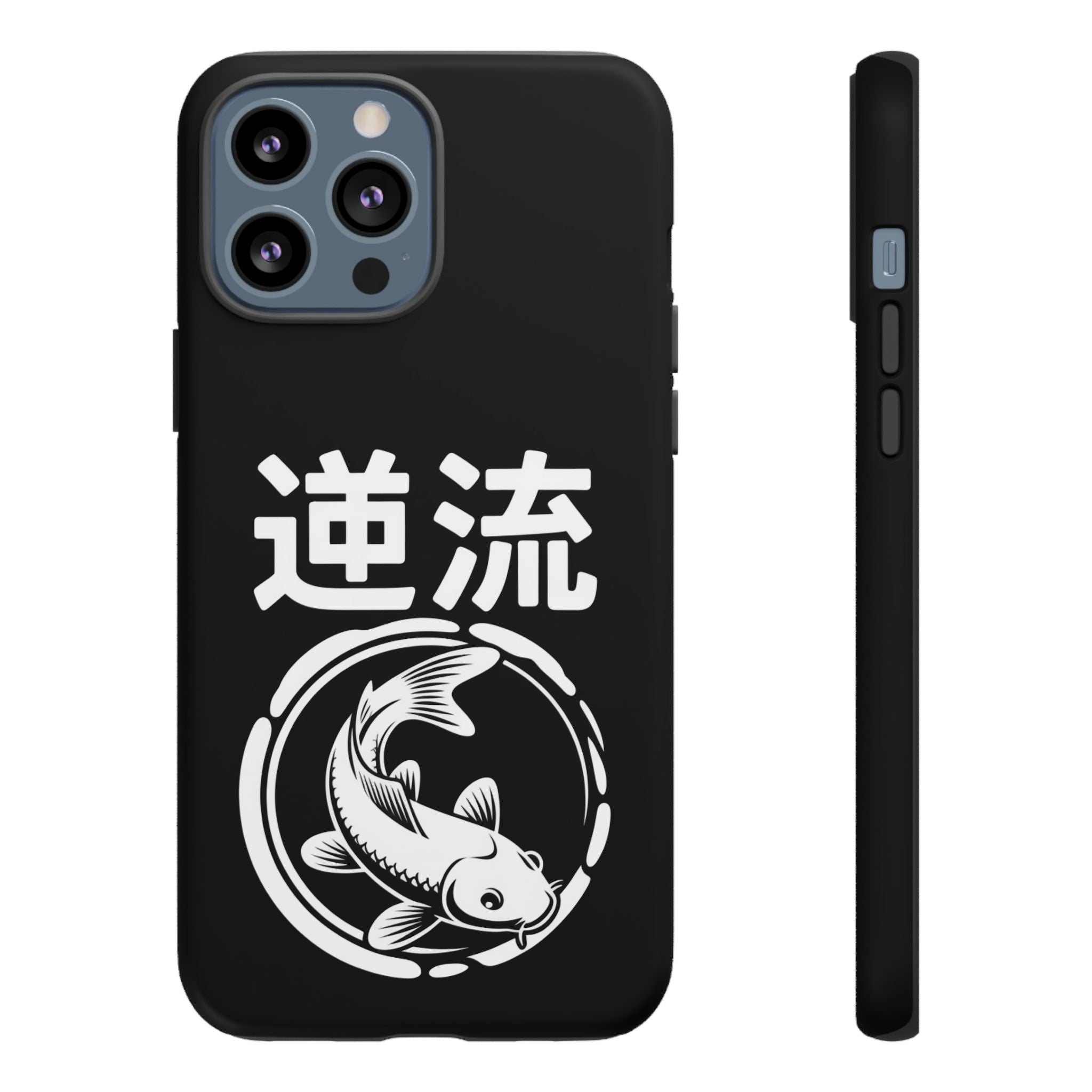 Koi '逆流' Tough Phone Case — Black Protective iPhone Cover - 80s Design