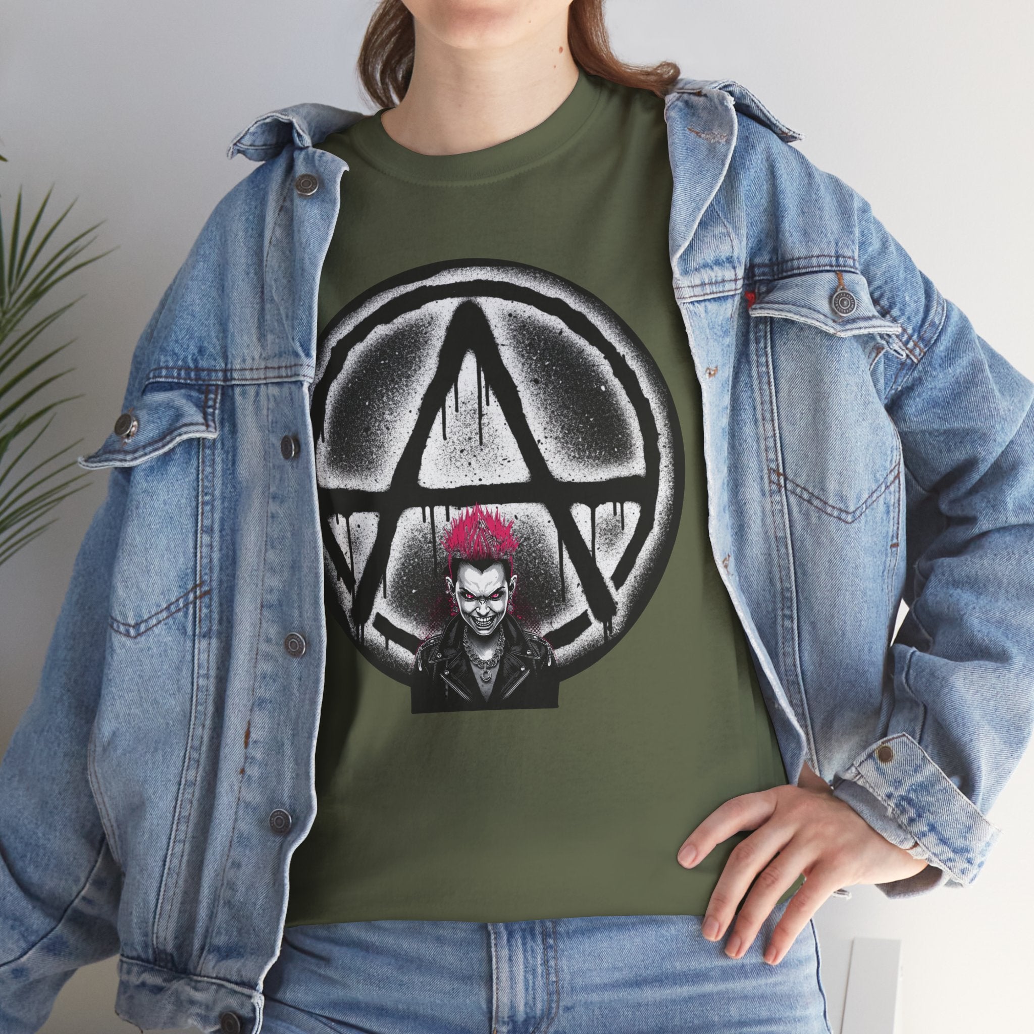 Anarchy Punk Graphic Tee — Red-Mohawk Rebel Shirt 80's Fashion