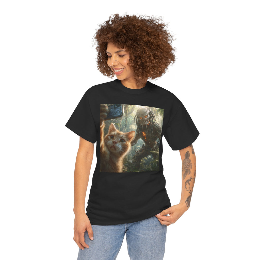 Cat Selfie with Monster Tee | Fantasy Creature Forest Shirt