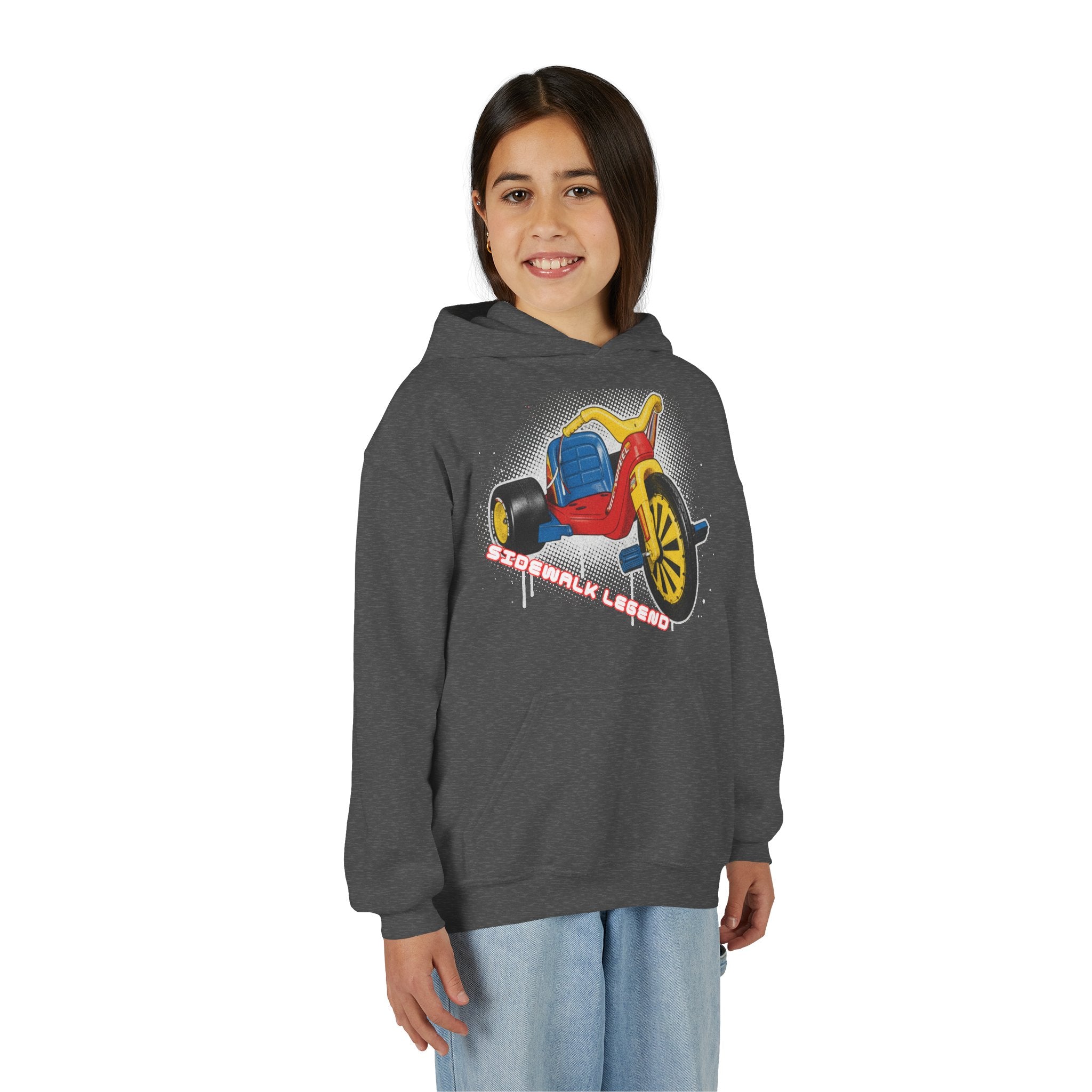Kids Tricycle Graphic Hoodie — Retro Ride Design (Youth) 80s Fashion