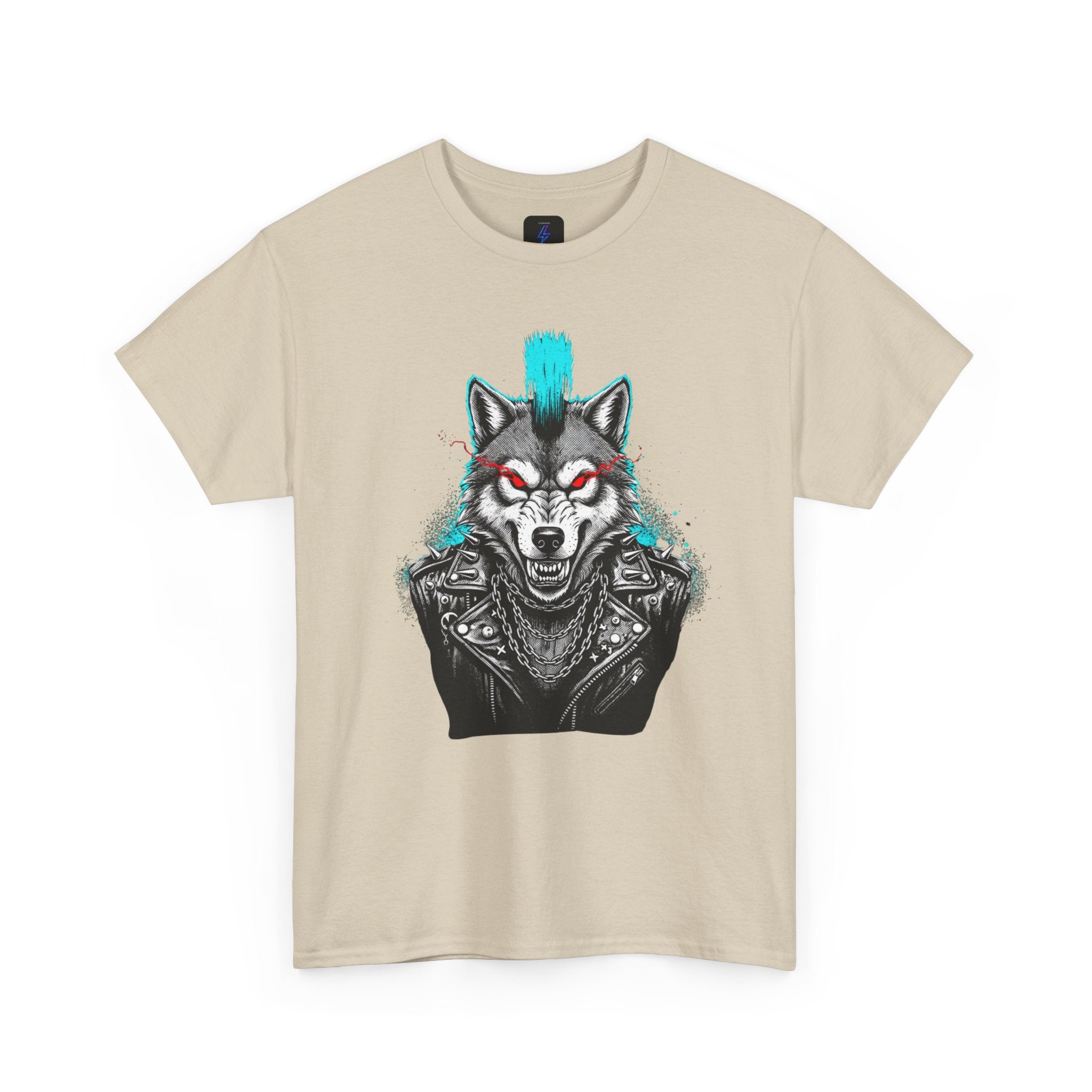 Wolf Punk Graphic Tee — Fierce Tribal Wolf Illustration T-Shirt 80's Rebel Fashion