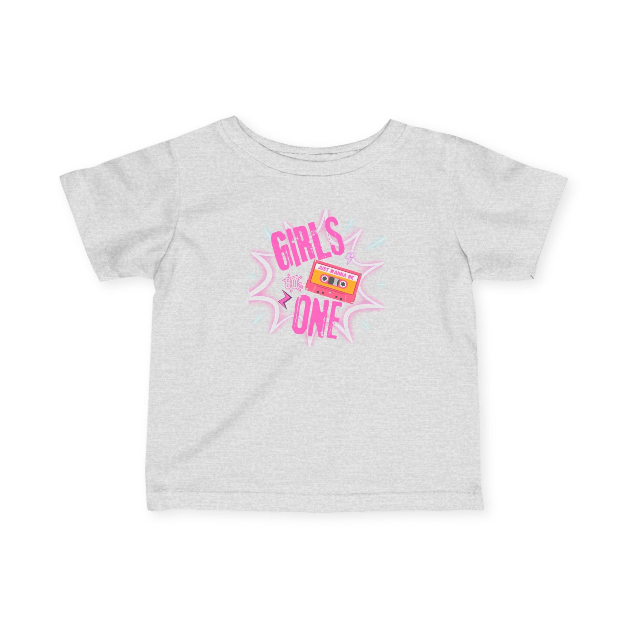 Girls One Infant Tee — 'Girl's One' Retro Cassette Baby T‑Shirt, First Birthday Outfit