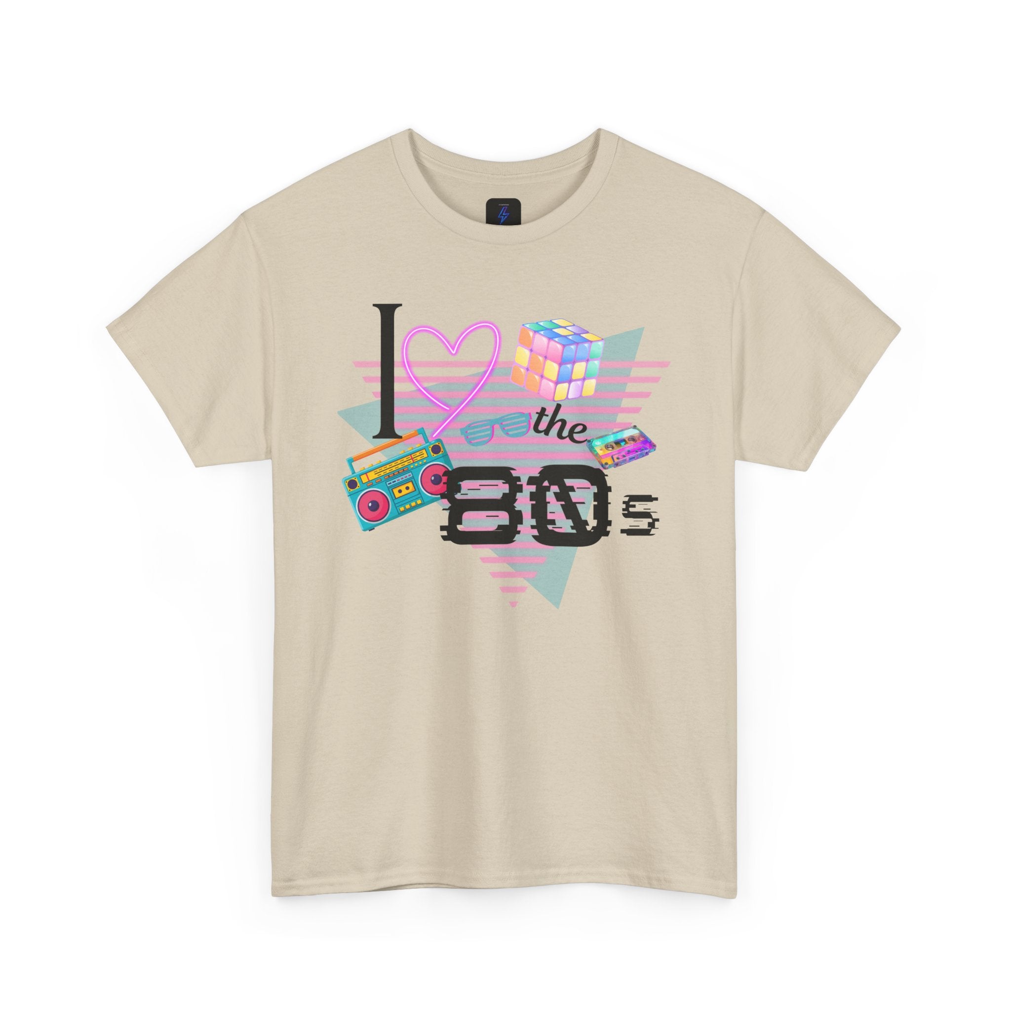 I Love the 80s T-Shirt — Retro Cassette, Rubik’s Cube & Neon Vintage Tee