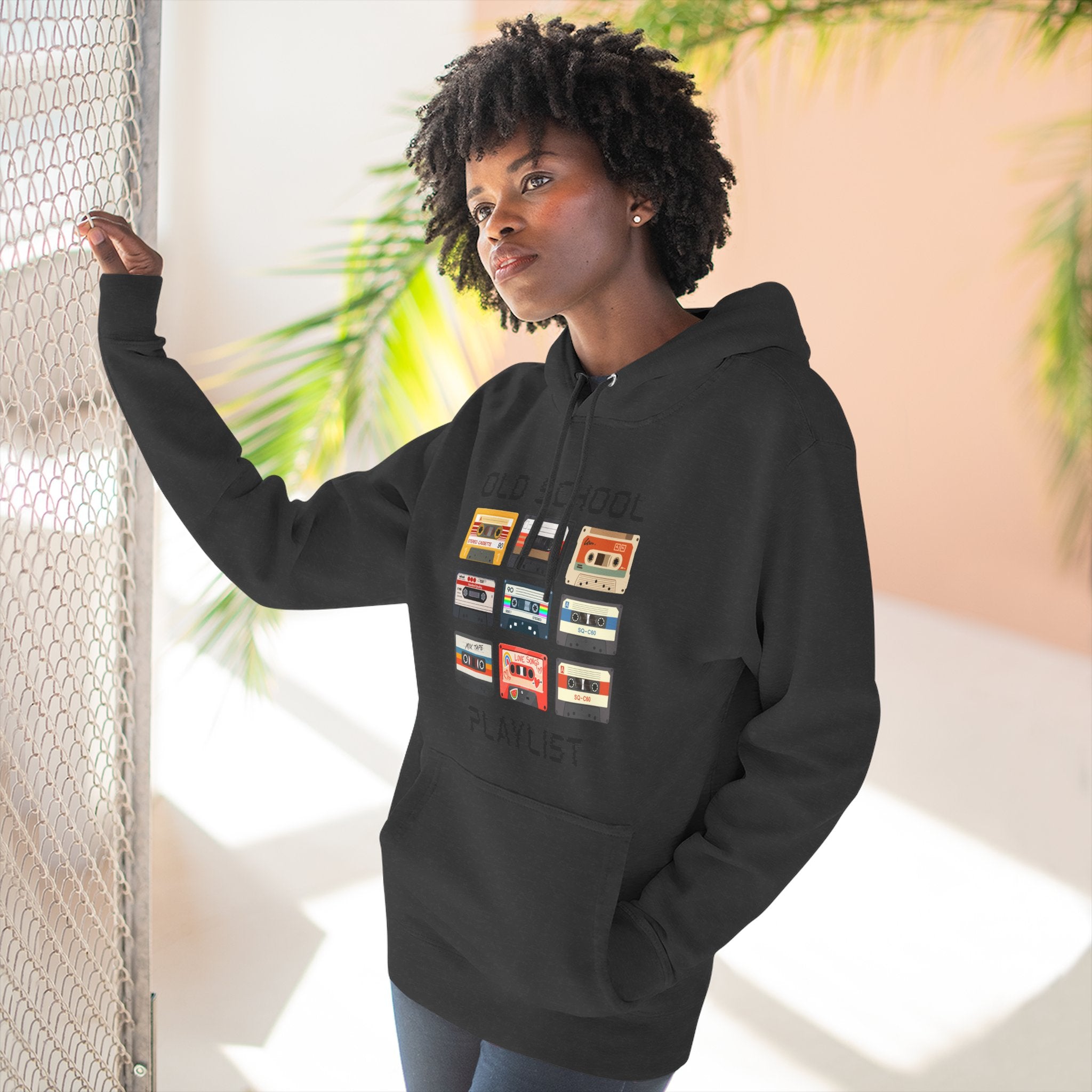 Old School Playlist Hoodie — Retro 80s Cassette Tape Graphic Pullover