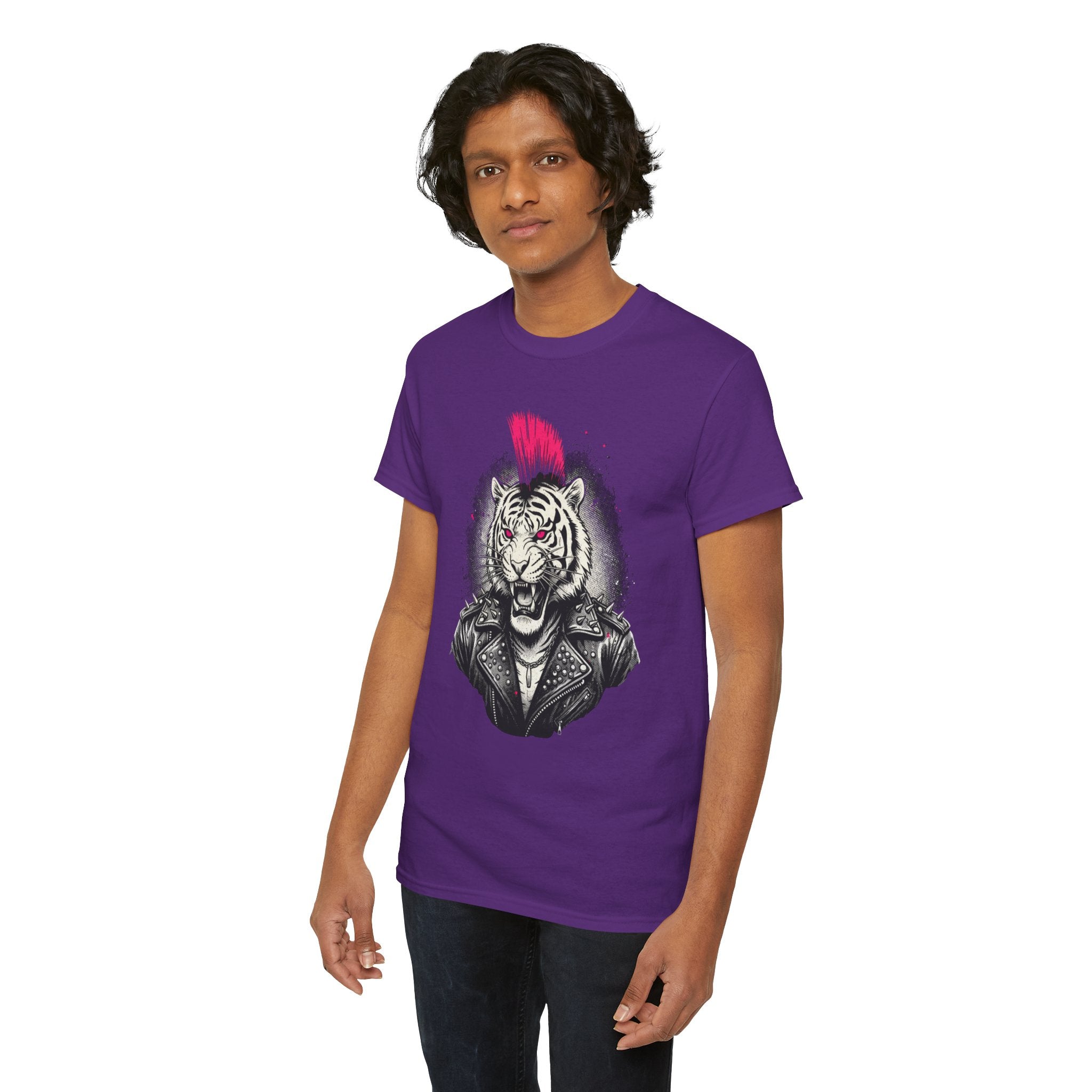 Punk Rock Tiger T-Shirt — Mohawk Tiger Graphic Tee 80's Fashion Rebel