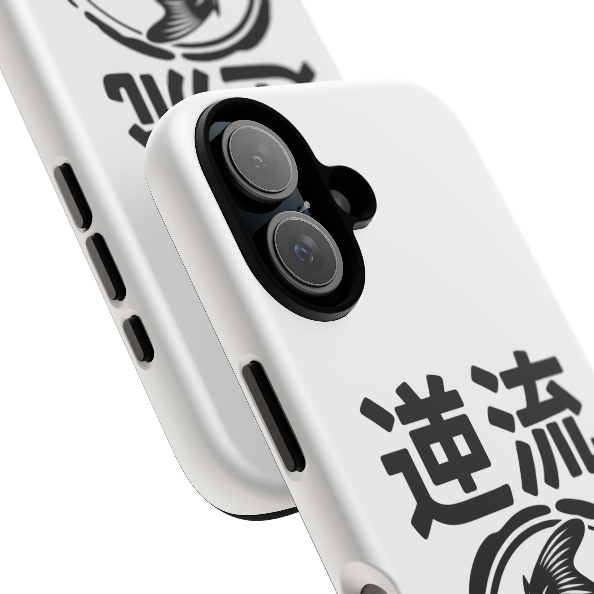 Phone Case — Koi Fish Yin Yang with Japanese Kanji (逆流) — Tough Protective Cover 80s Design