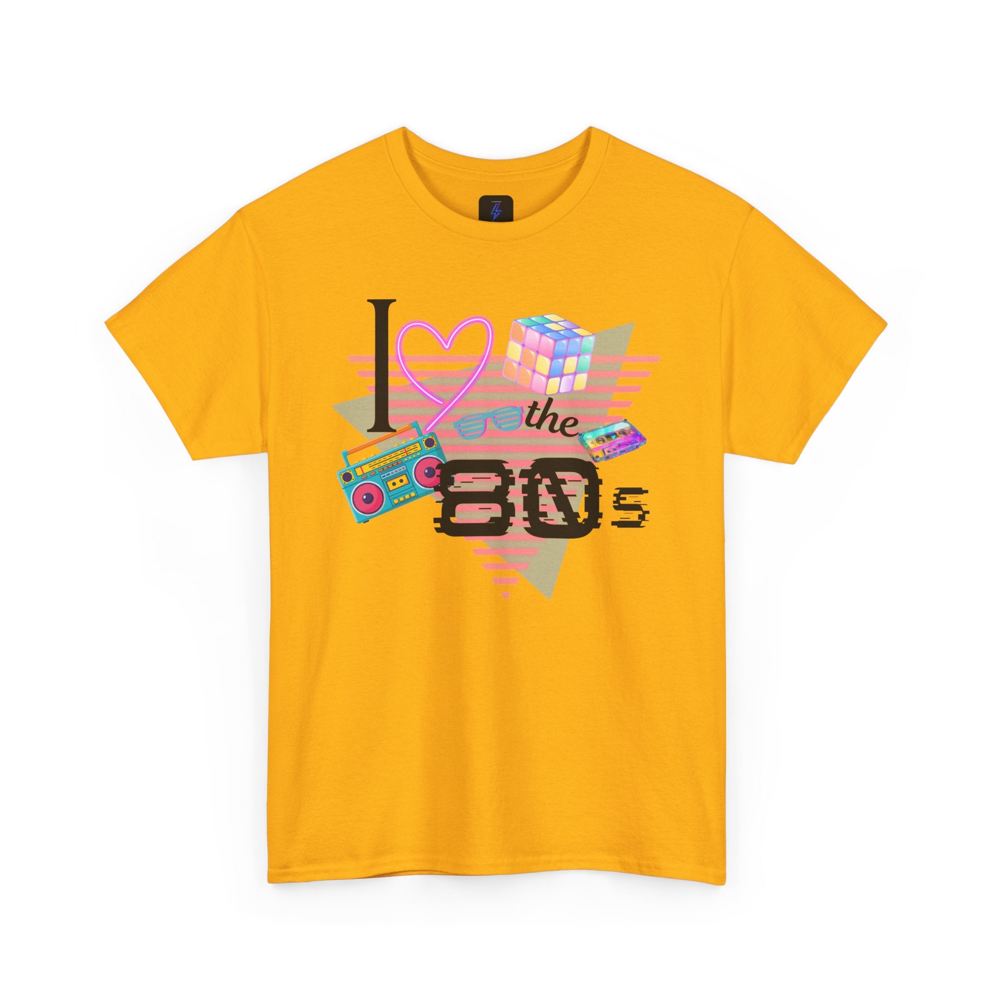 I Love the 80s T-Shirt — Retro Cassette, Rubik’s Cube & Neon Vintage Tee