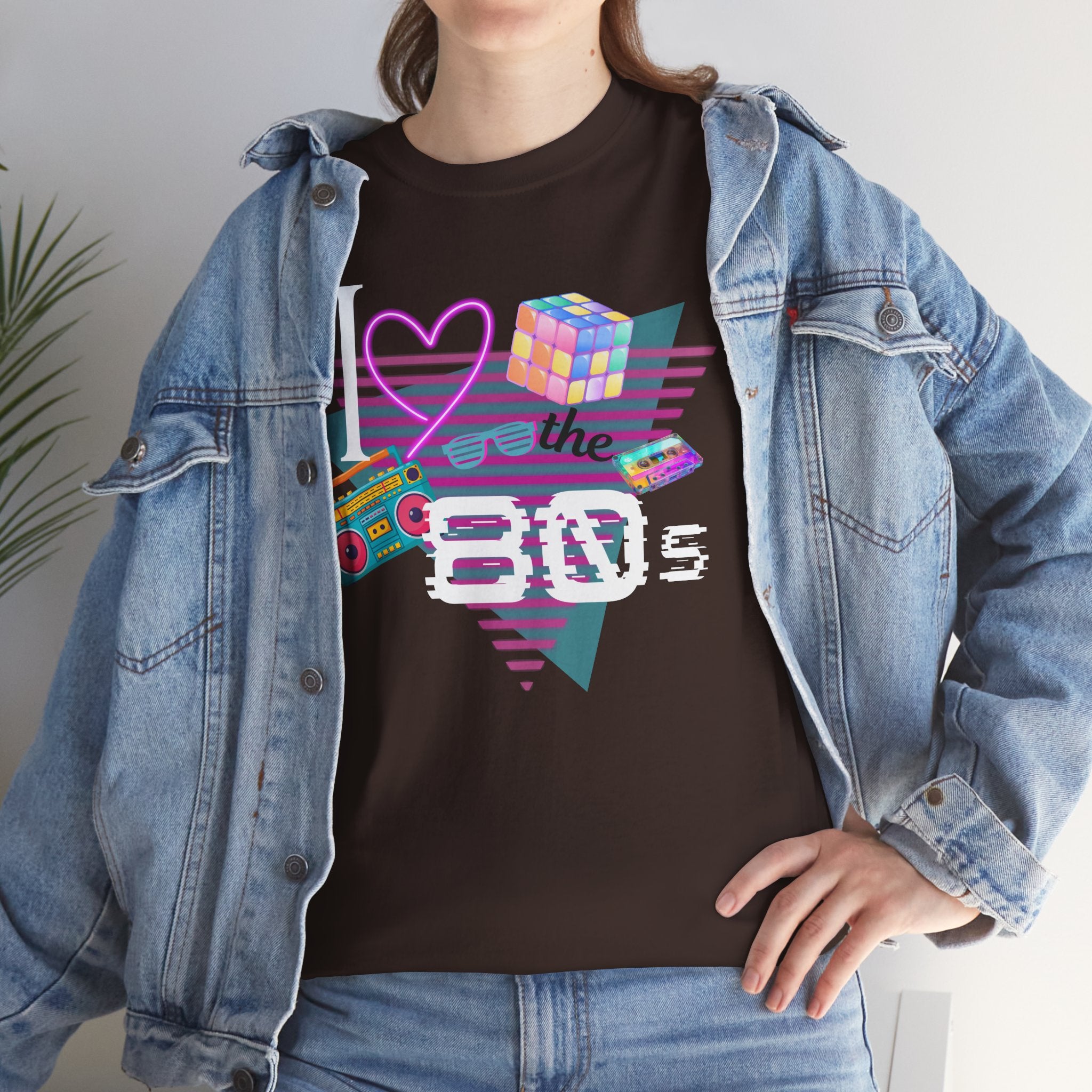 I Love the 80s T-Shirt — Retro Cassette, Rubik’s Cube & Neon Vintage Tee