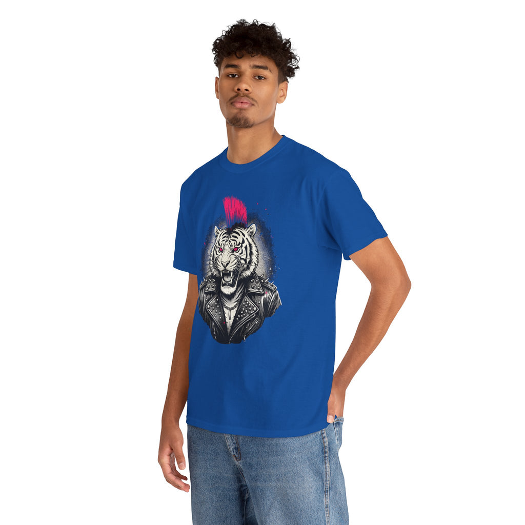 Punk Rock Tiger T-Shirt — Mohawk Tiger Graphic Tee 80's Fashion Rebel