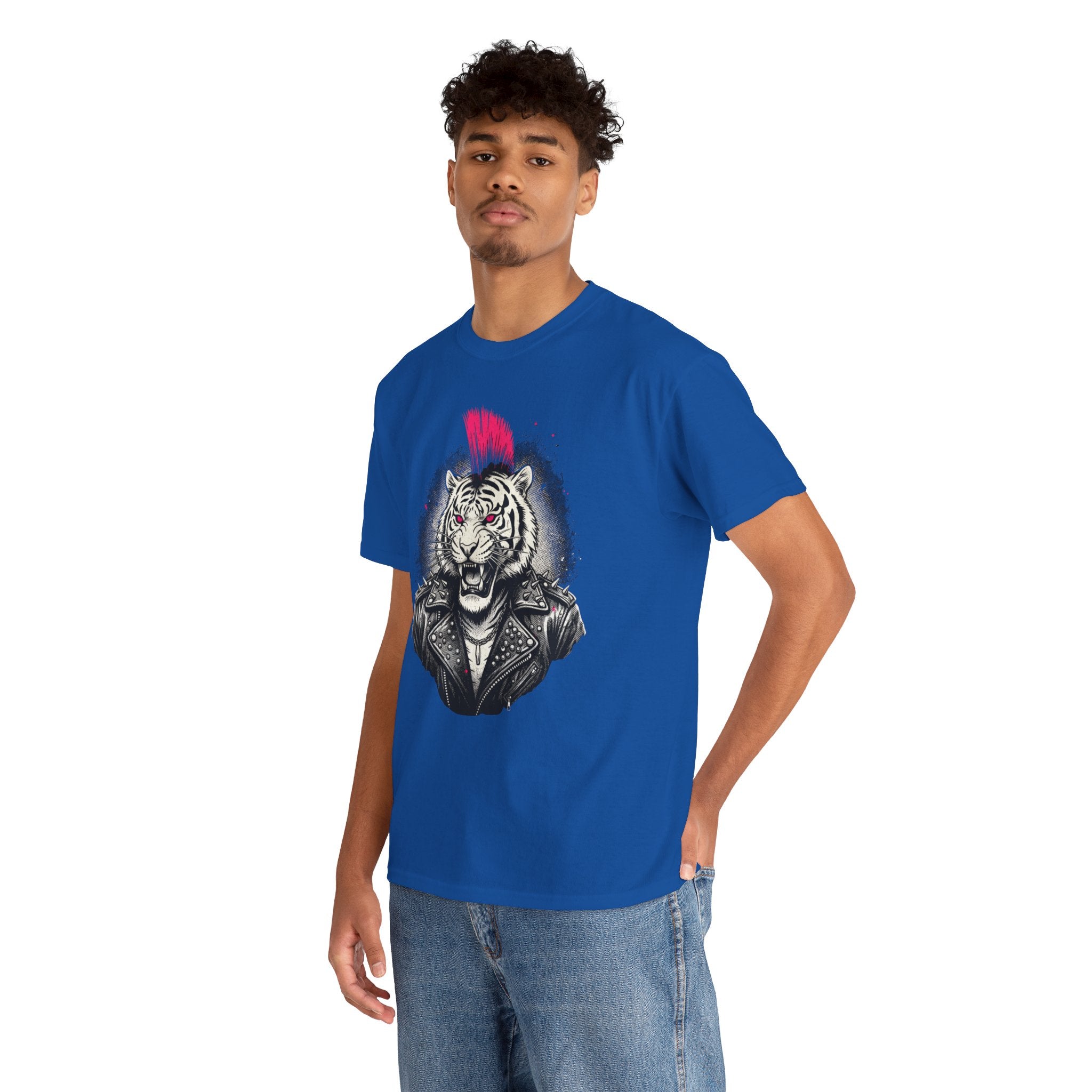 Punk Rock Tiger T-Shirt — Mohawk Tiger Graphic Tee 80's Fashion Rebel