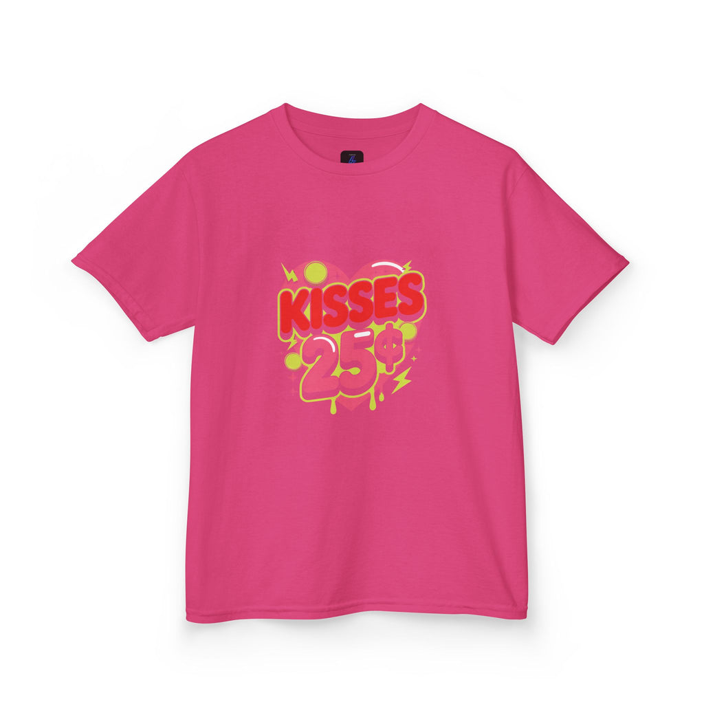 Kids T-Shirt — "Kisses 25" Retro Valentine Heart Tee 80s Retro