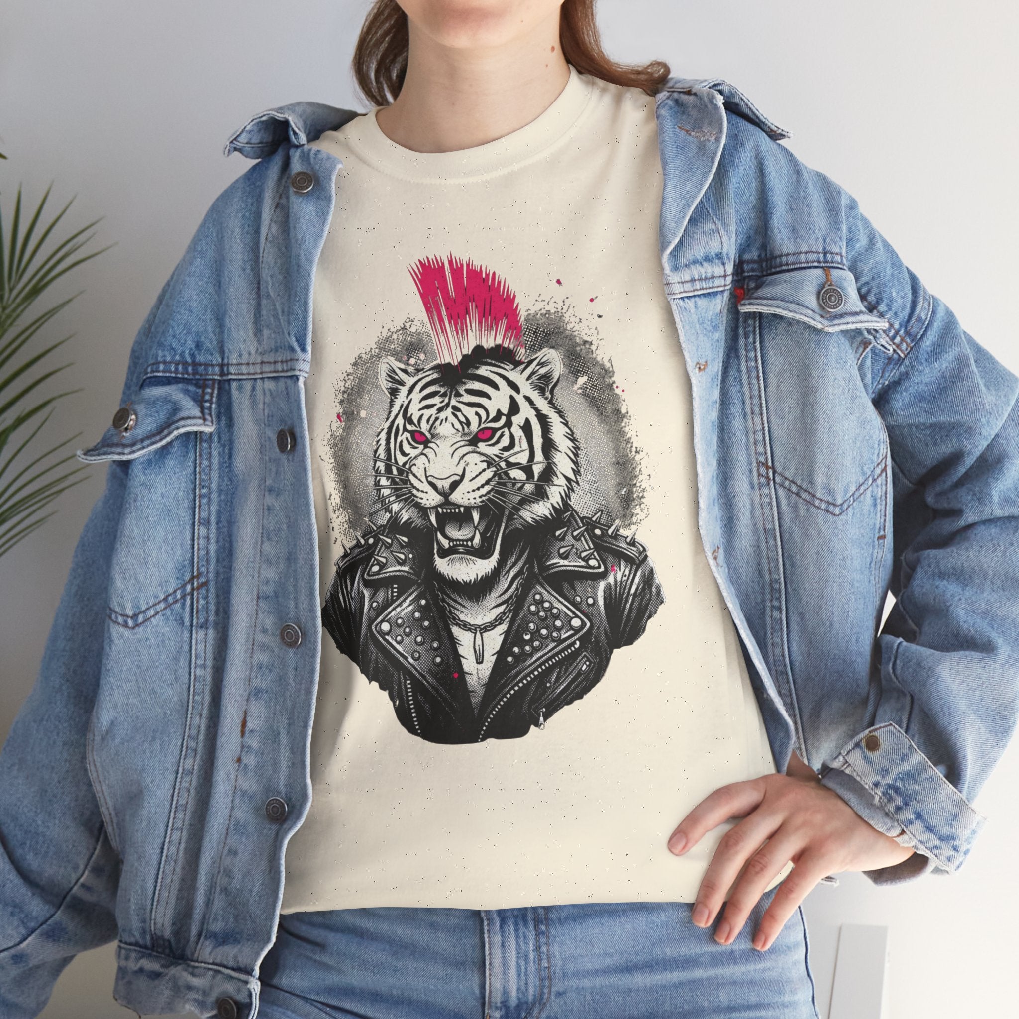 Punk Rock Tiger T-Shirt — Mohawk Tiger Graphic Tee 80's Fashion Rebel