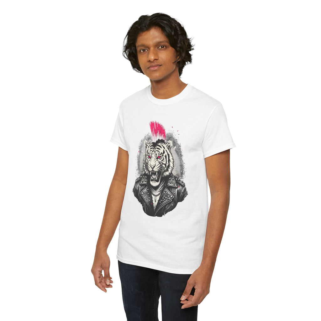 Punk Rock Tiger T-Shirt — Mohawk Tiger Graphic Tee 80's Fashion Rebel