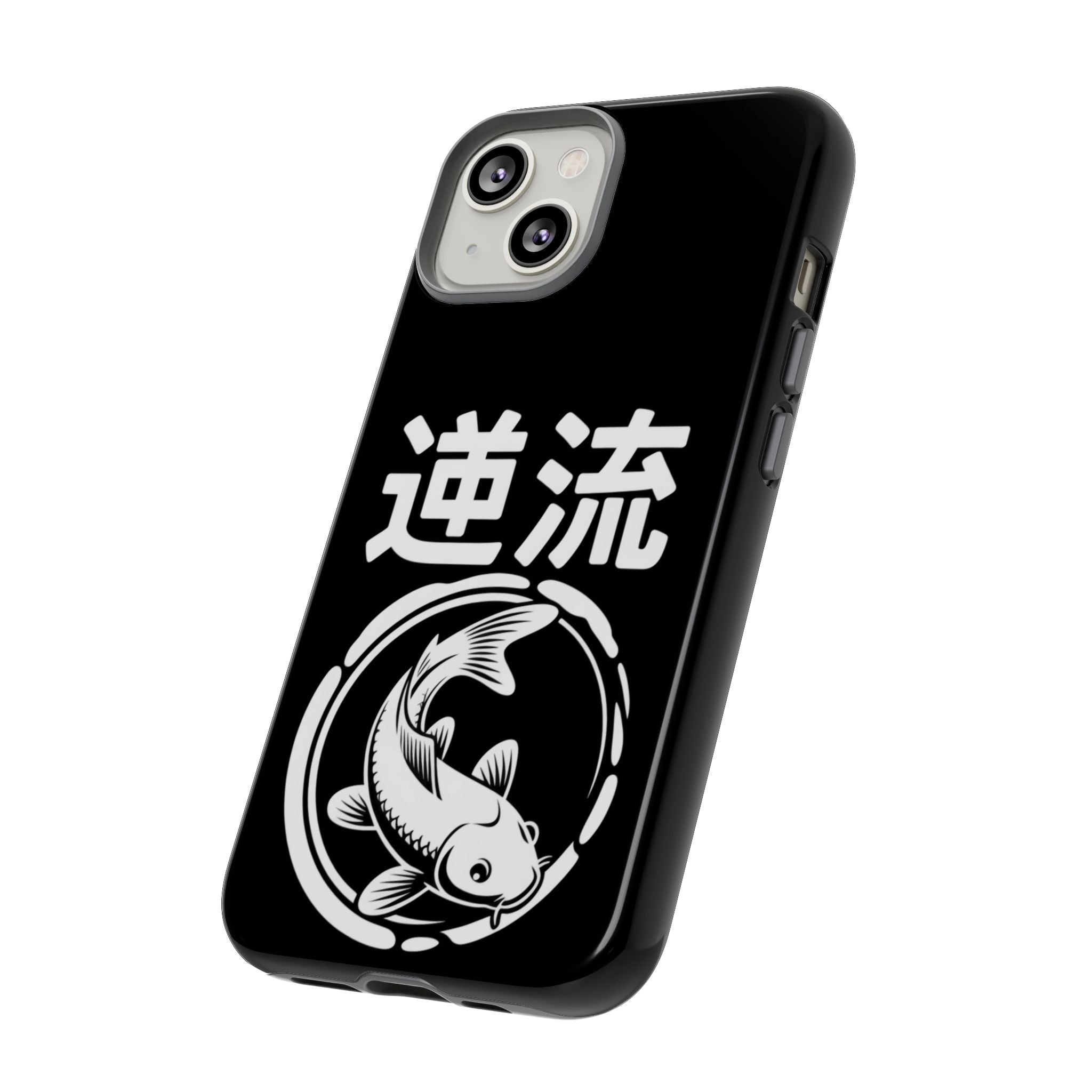 Koi '逆流' Tough Phone Case — Black Protective iPhone Cover - 80s Design