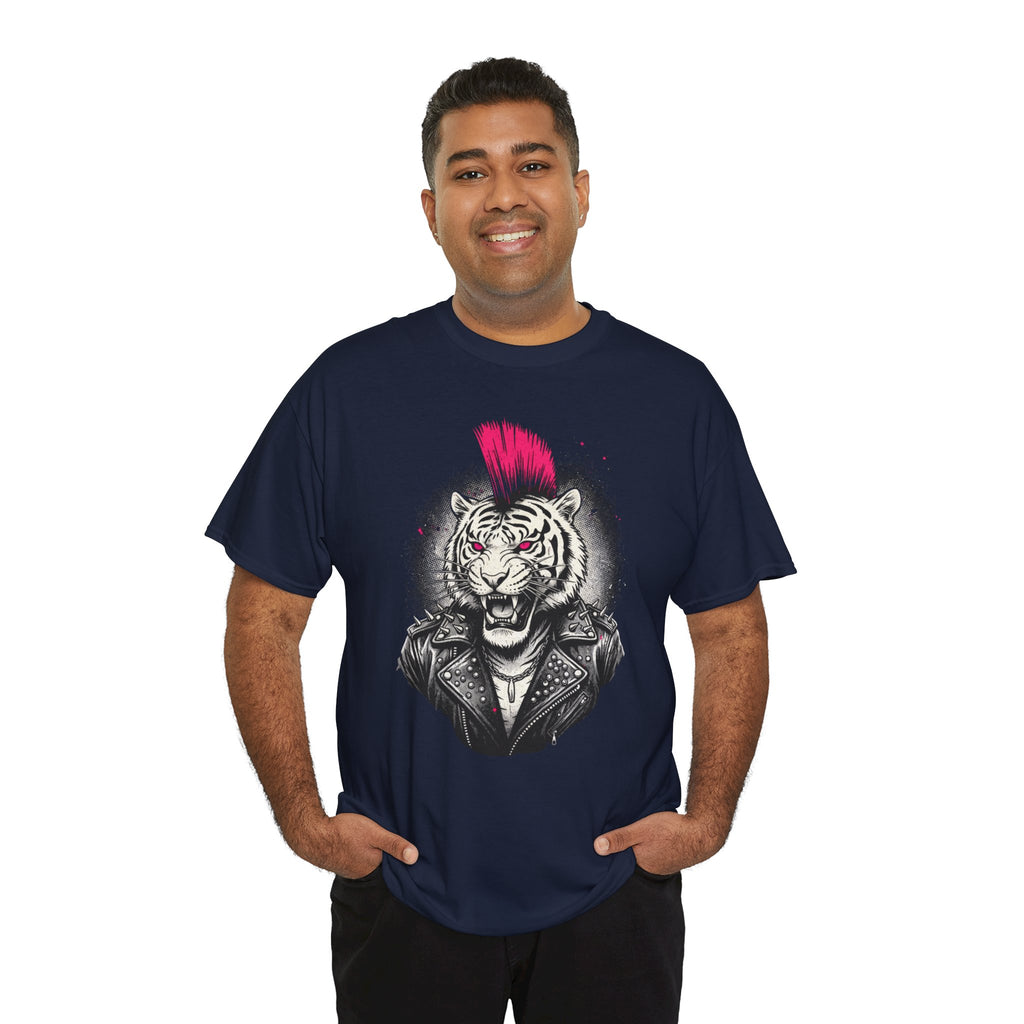 Punk Rock Tiger T-Shirt — Mohawk Tiger Graphic Tee 80's Fashion Rebel
