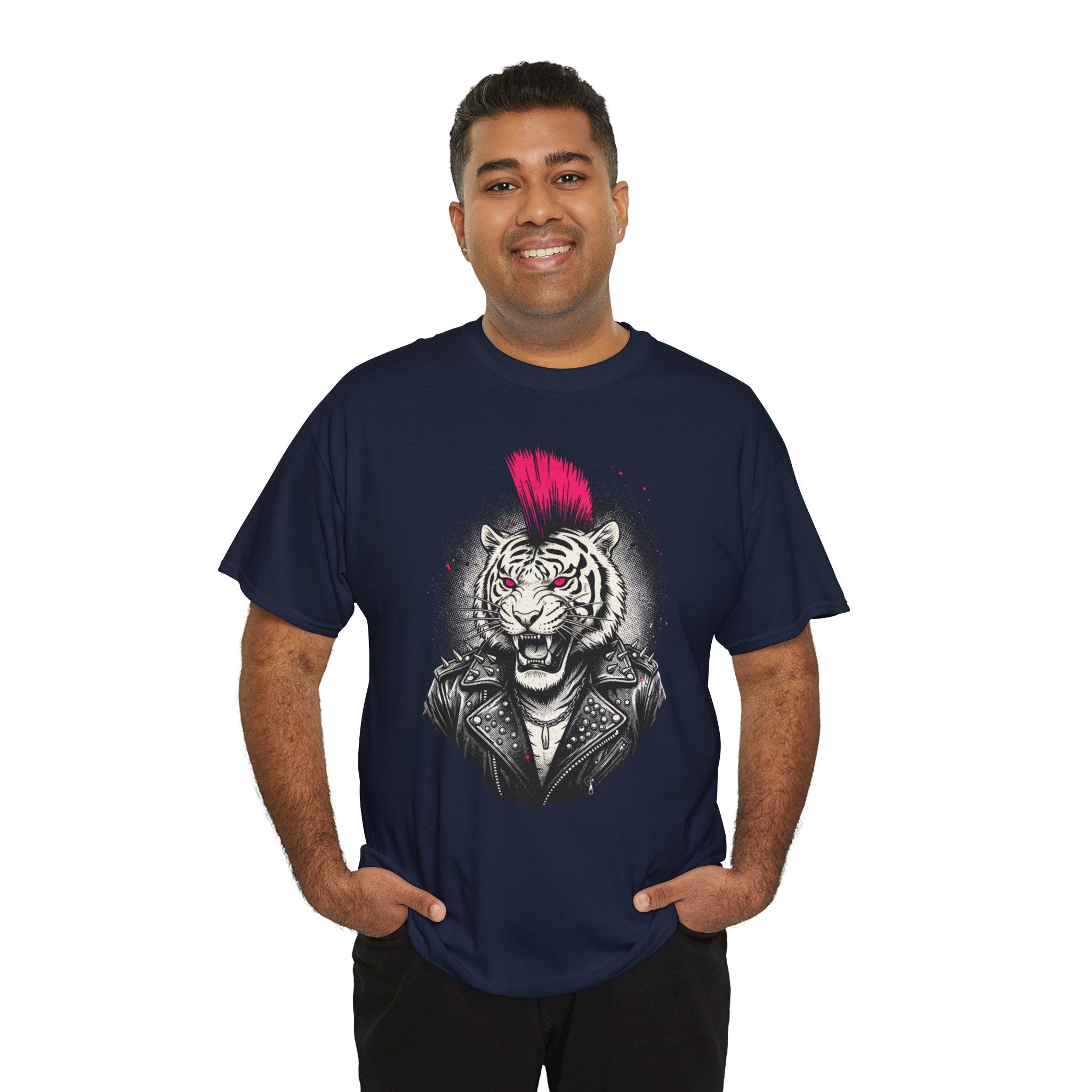 Punk Rock Tiger T-Shirt — Mohawk Tiger Graphic Tee 80's Fashion Rebel
