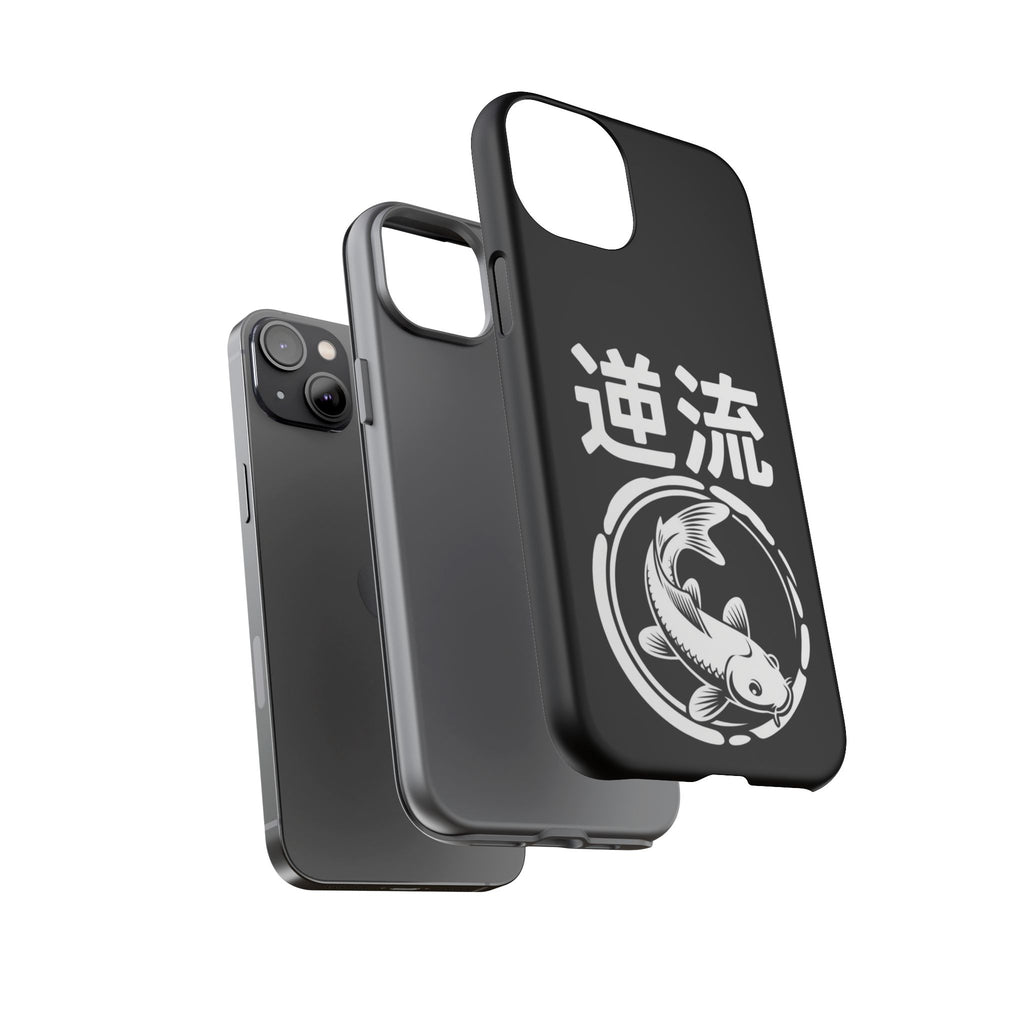 Koi '逆流' Tough Phone Case — Black Protective iPhone Cover - 80s Design