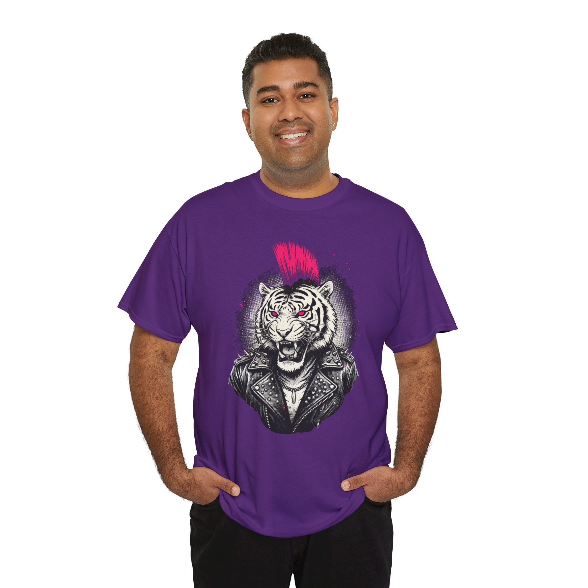 Punk Rock Tiger T-Shirt — Mohawk Tiger Graphic Tee 80's Fashion Rebel