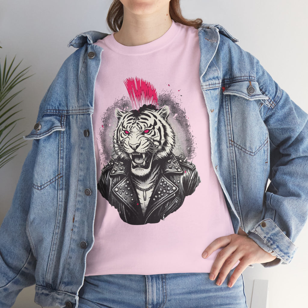 Punk Rock Tiger T-Shirt — Mohawk Tiger Graphic Tee 80's Fashion Rebel