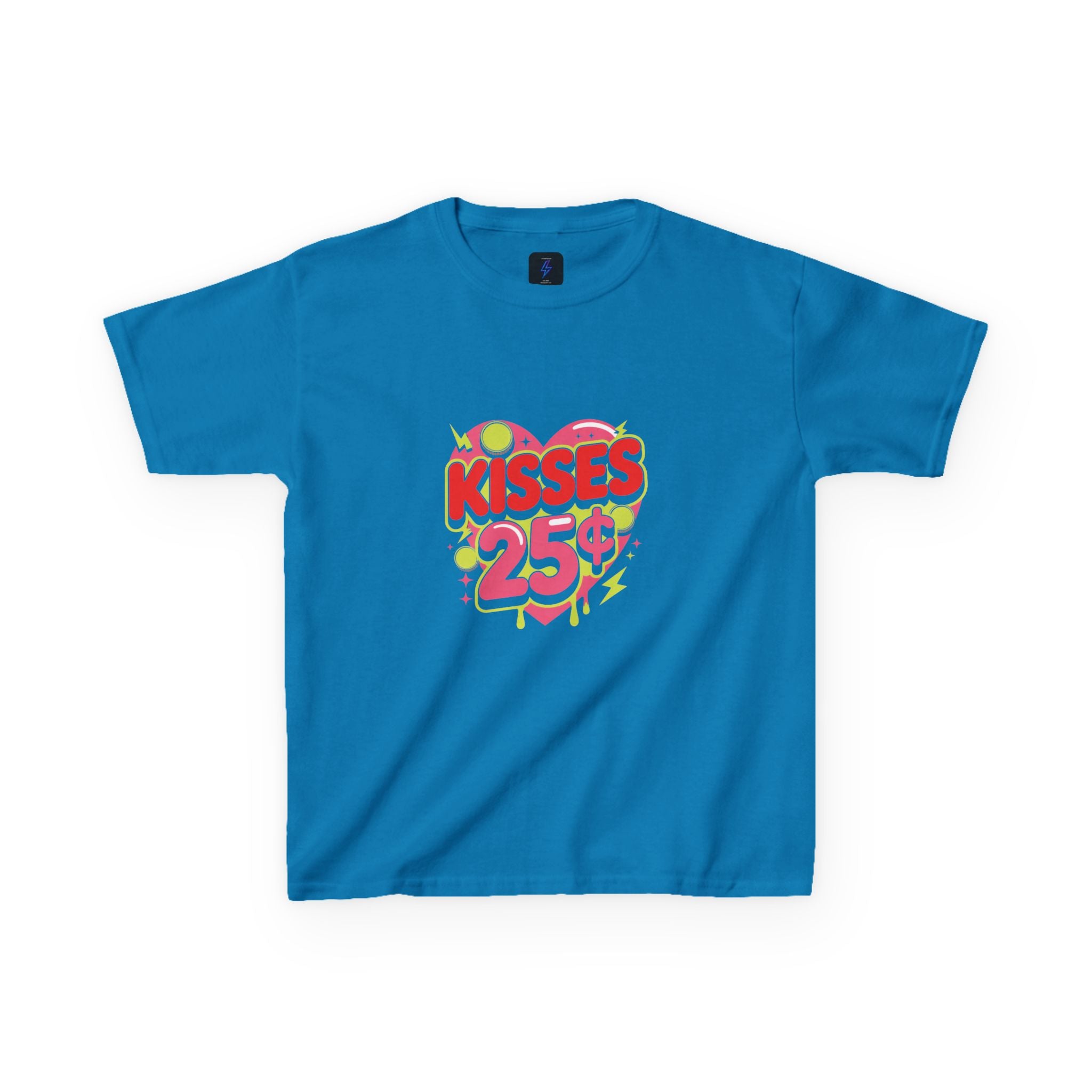 Kids T-Shirt — "Kisses 25" Retro Valentine Heart Tee 80s Retro