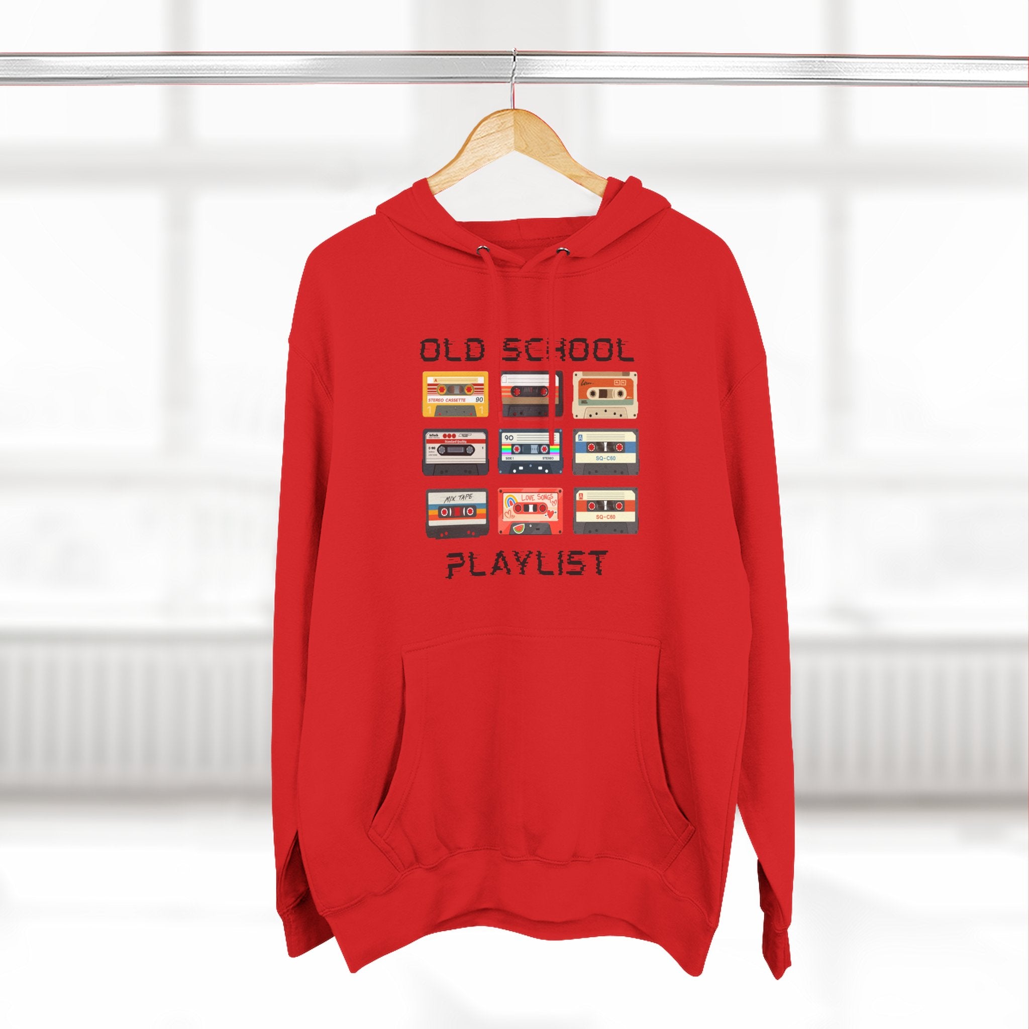 Old School Playlist Hoodie — Retro 80s Cassette Tape Graphic Pullover