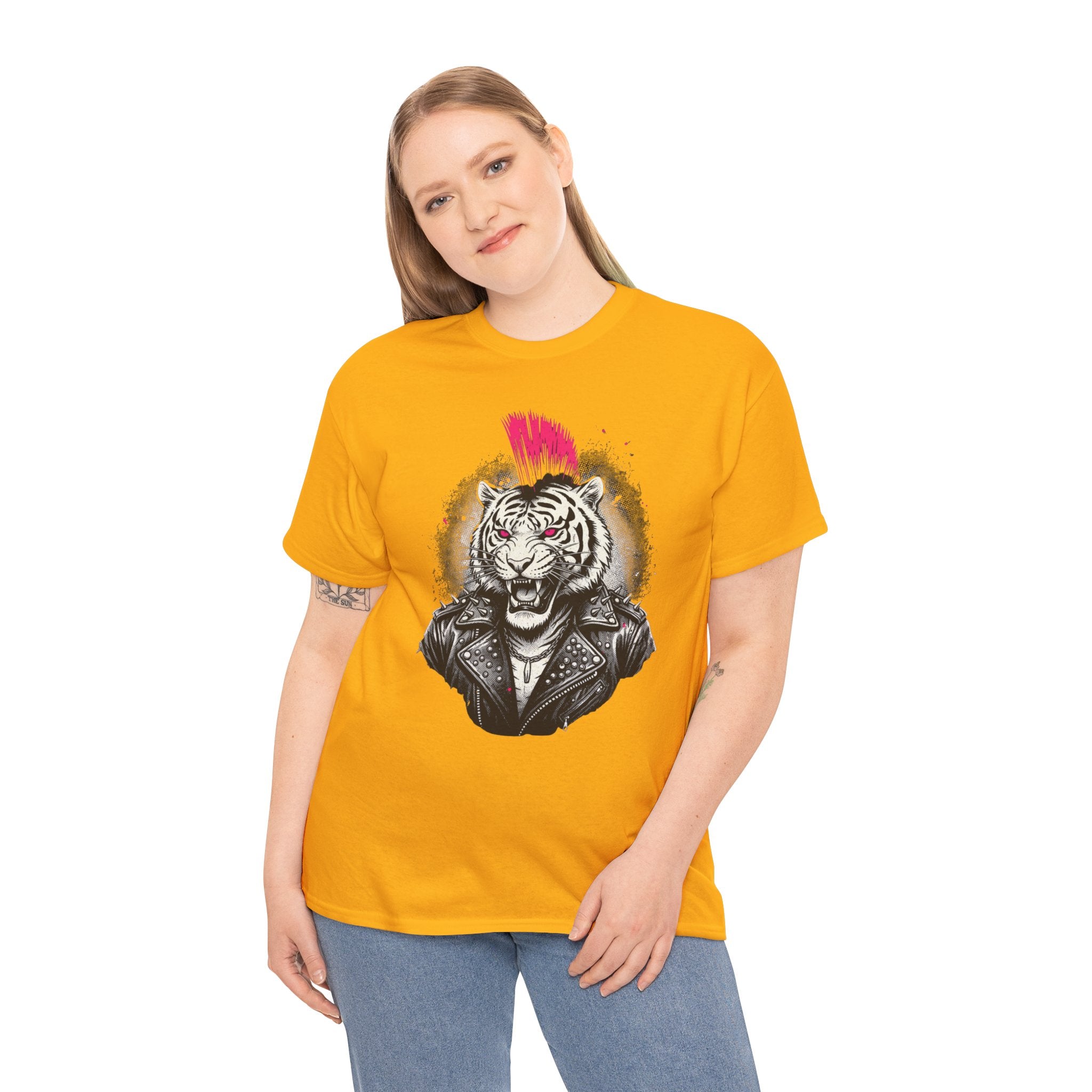 Punk Rock Tiger T-Shirt — Mohawk Tiger Graphic Tee 80's Fashion Rebel