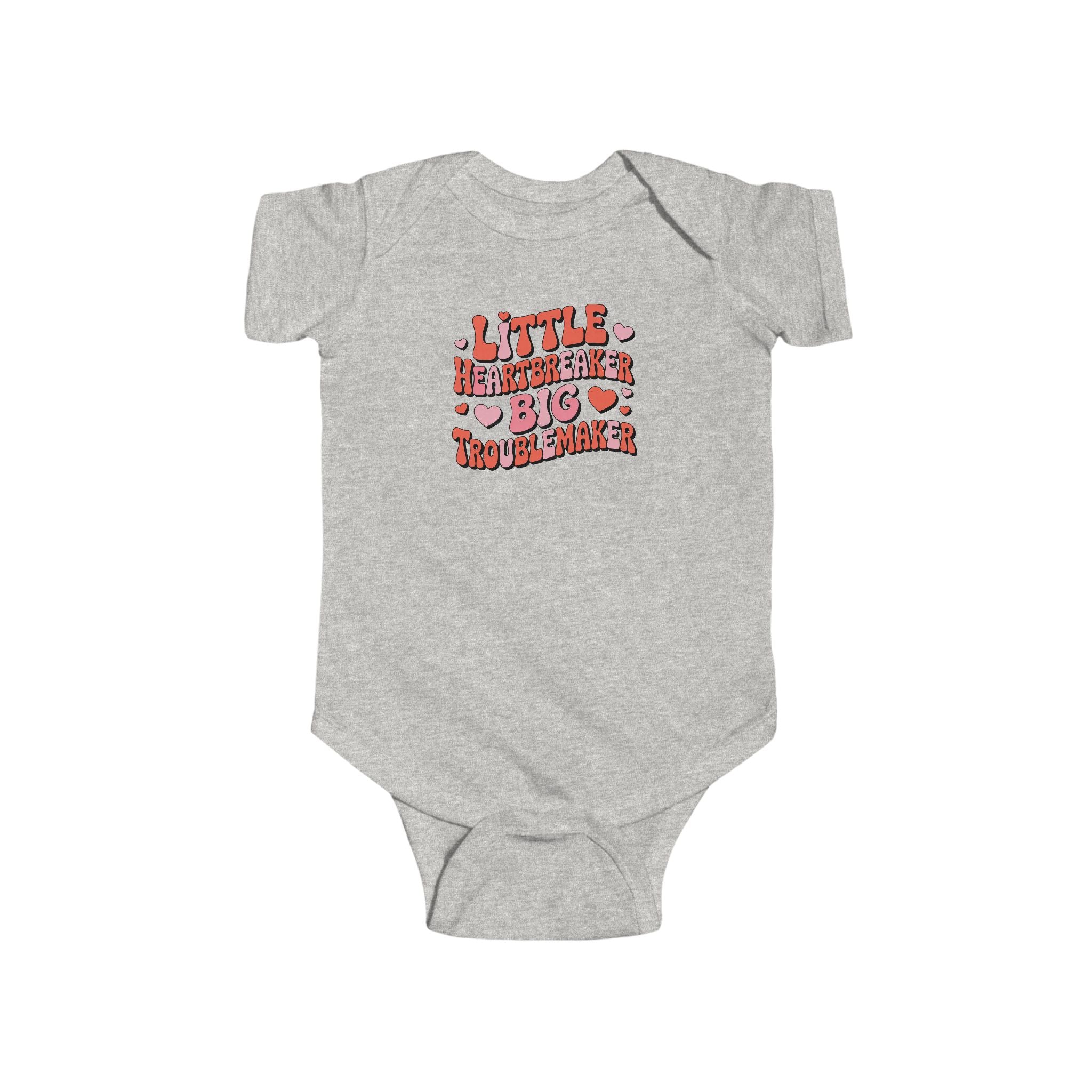 Infant Bodysuit — "Little Heartbreaker Big Trouble" Retro Heart Baby Onesie