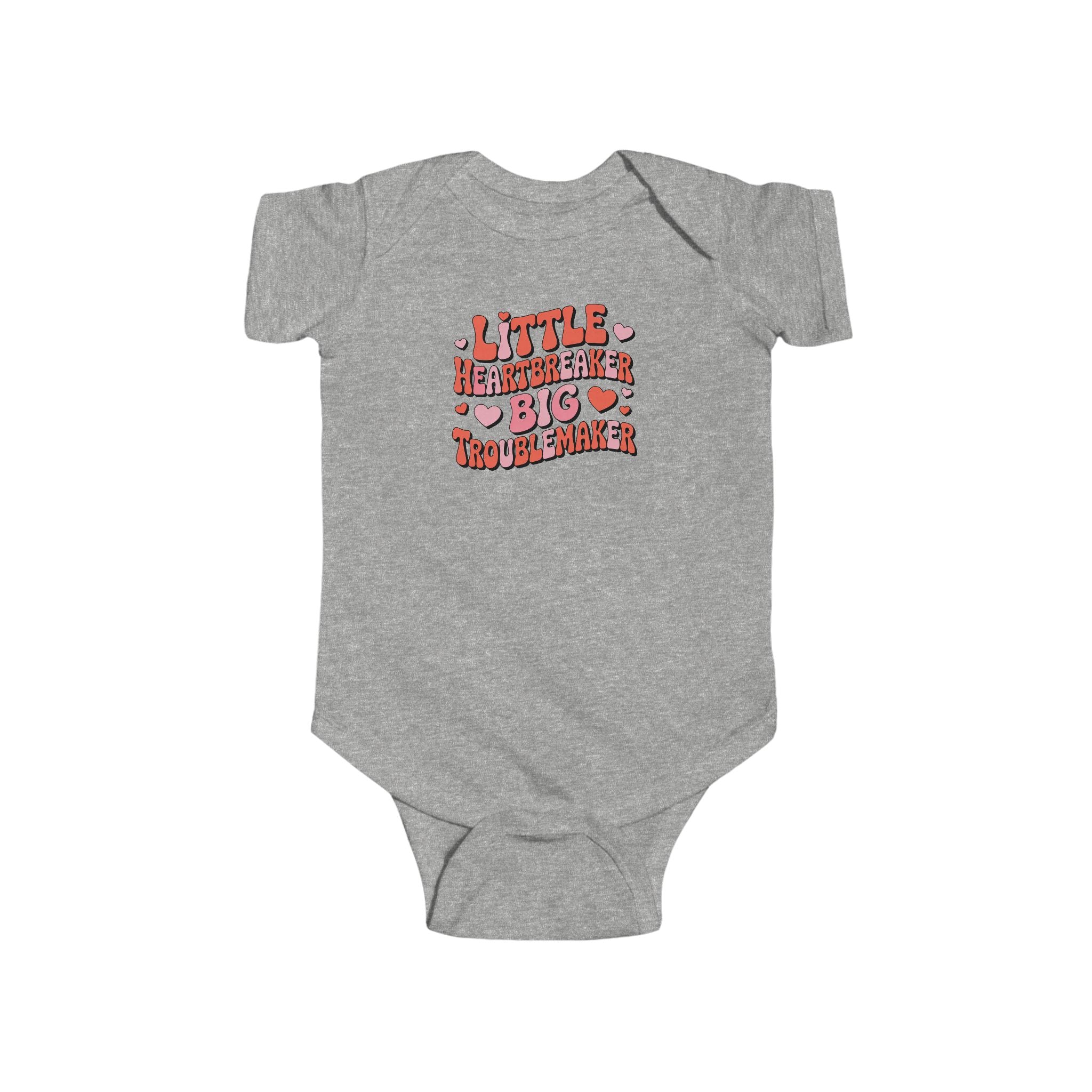 Infant Bodysuit — "Little Heartbreaker Big Trouble" Retro Heart Baby Onesie