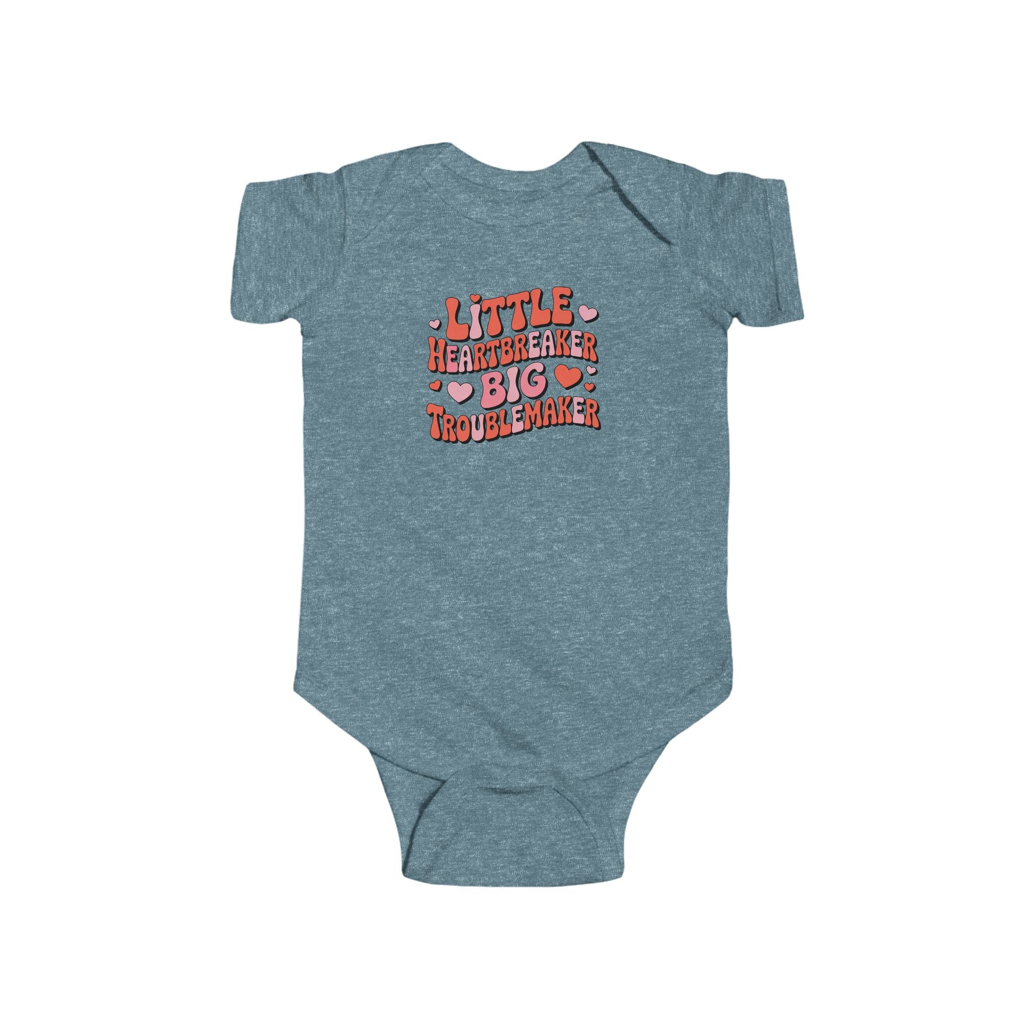 Infant Bodysuit — "Little Heartbreaker Big Trouble" Retro Heart Baby Onesie