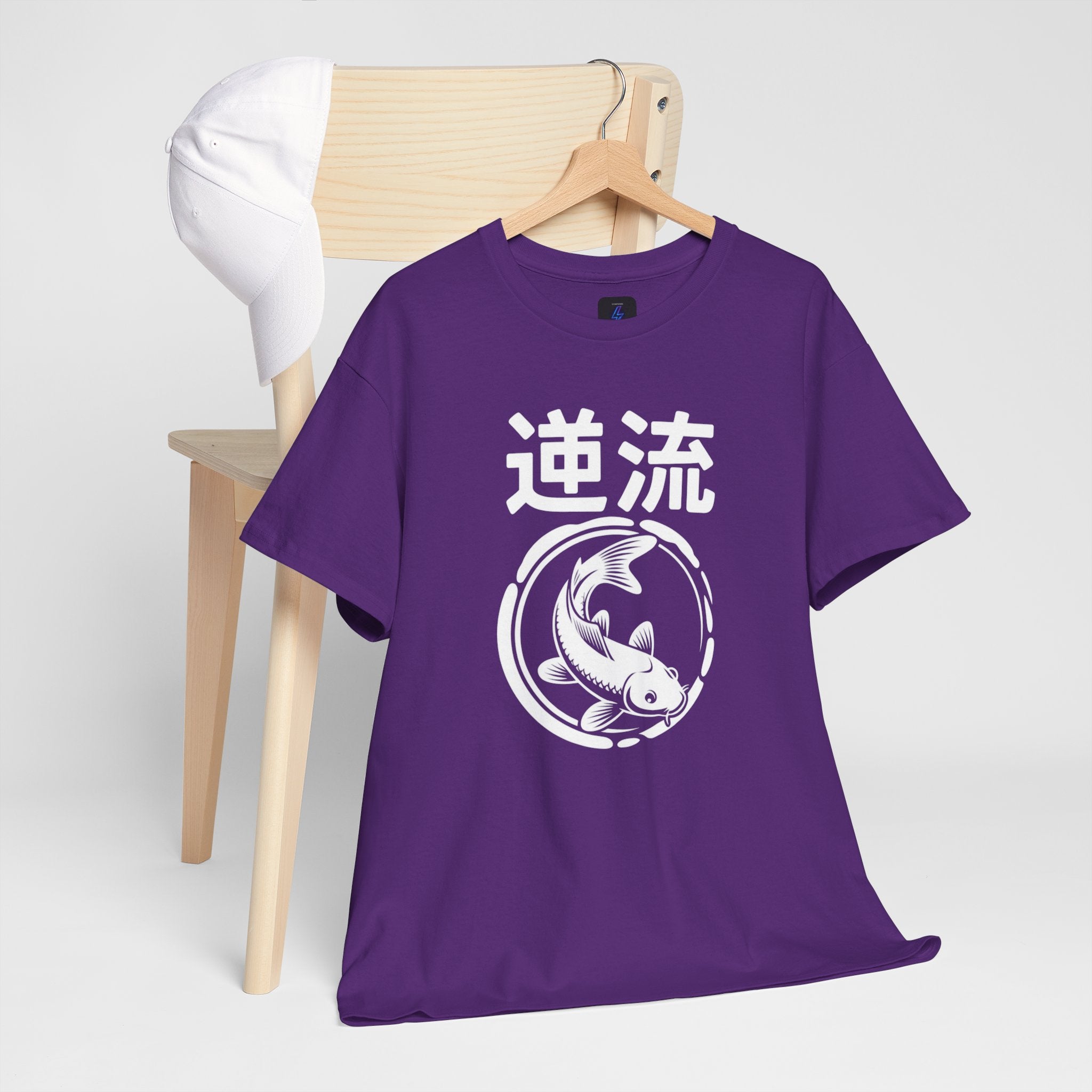 Koi Reverse Flow Tee — Japanese Kanji 逆流 Fish Graphic T-Shirt Retro Style